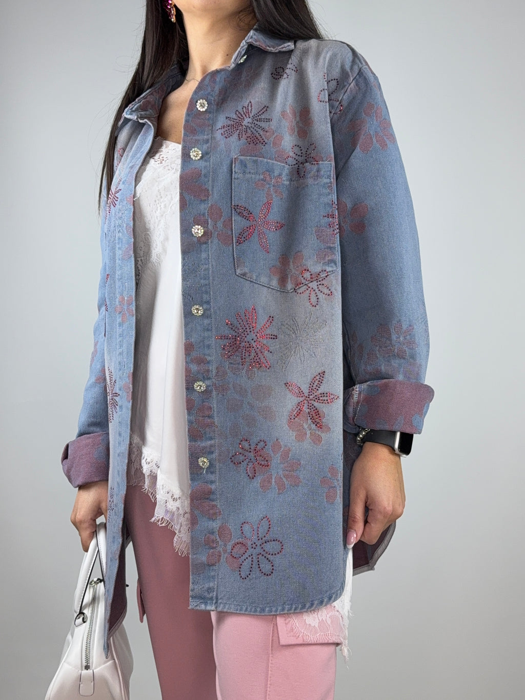Camicia jeans strass