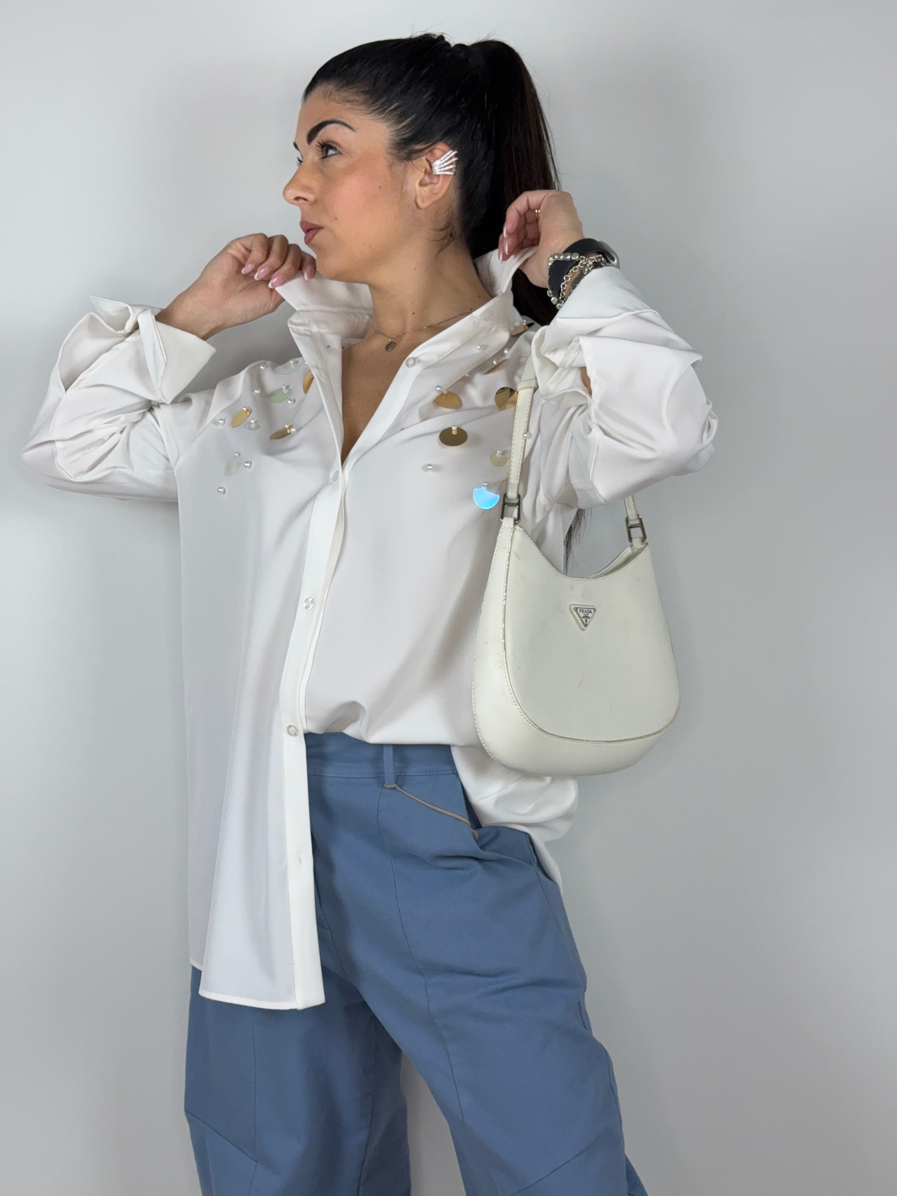 Camicia paillettes e perle