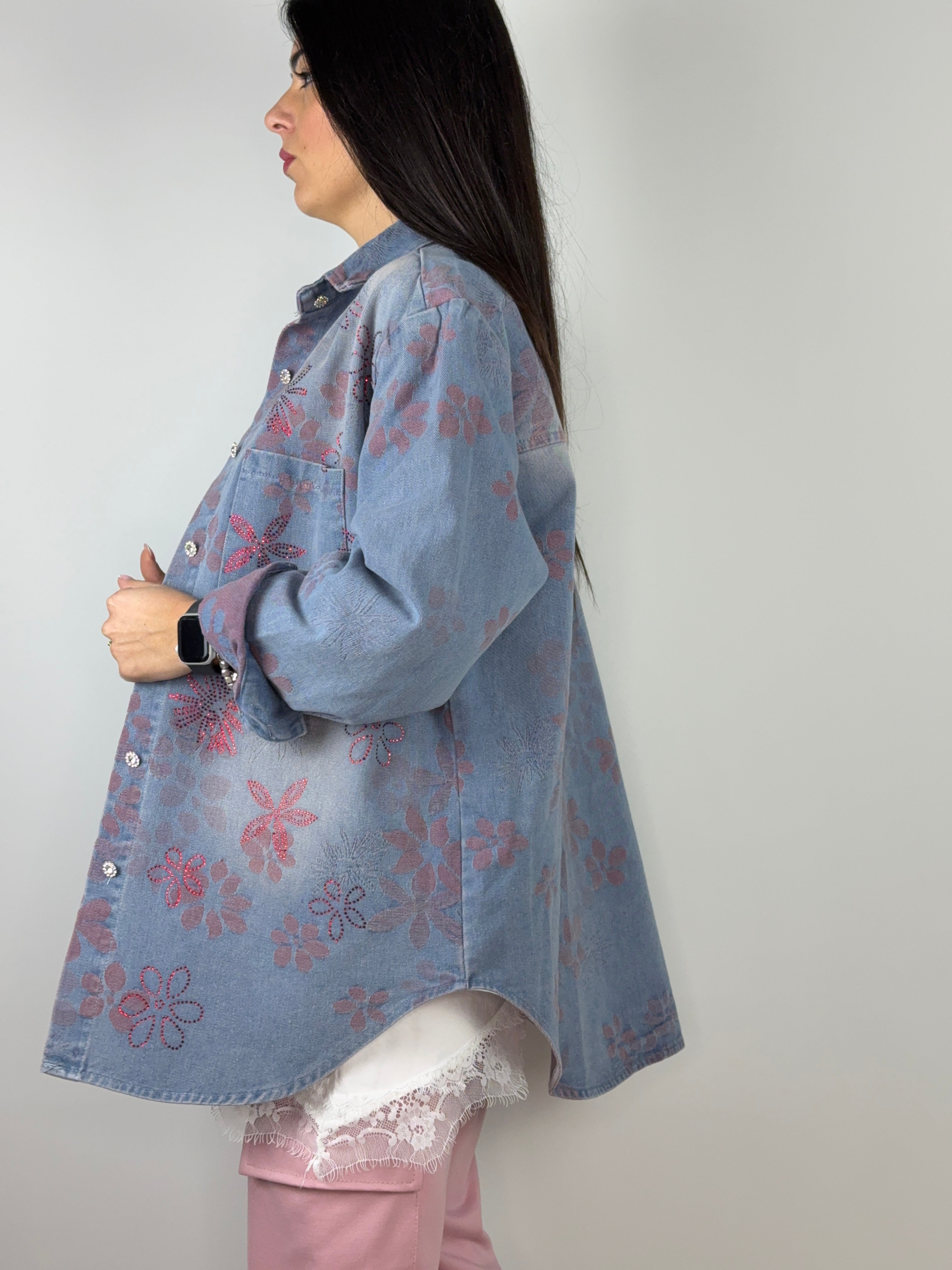 Camicia jeans strass