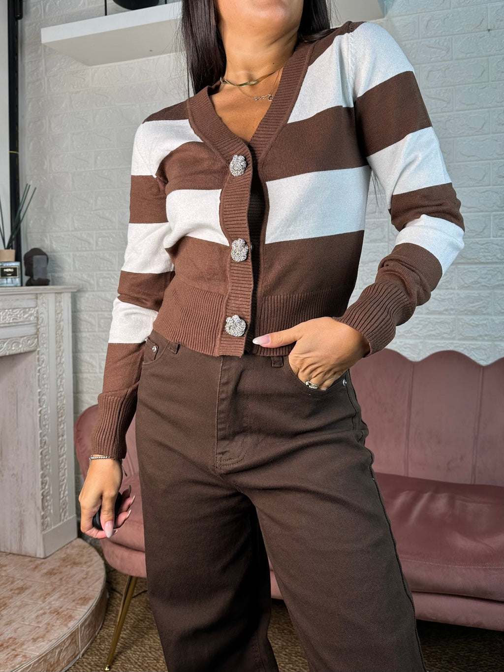 Cardigan righe lurex