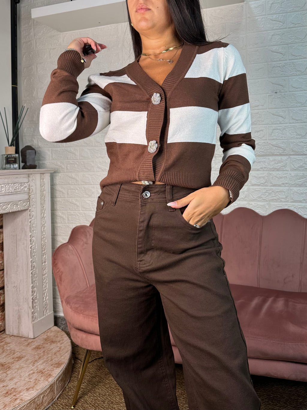 Cardigan righe lurex