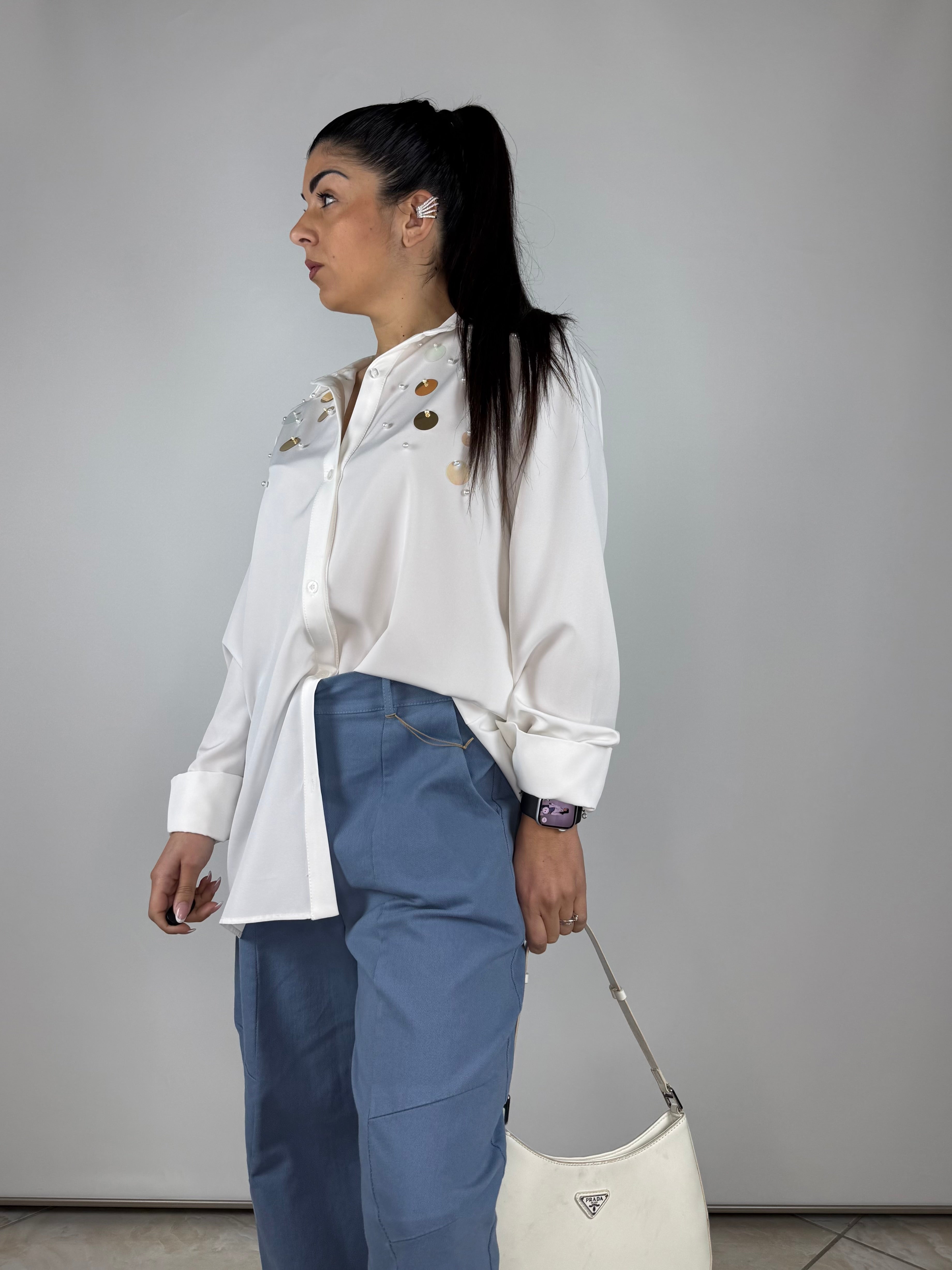 Camicia paillettes e perle