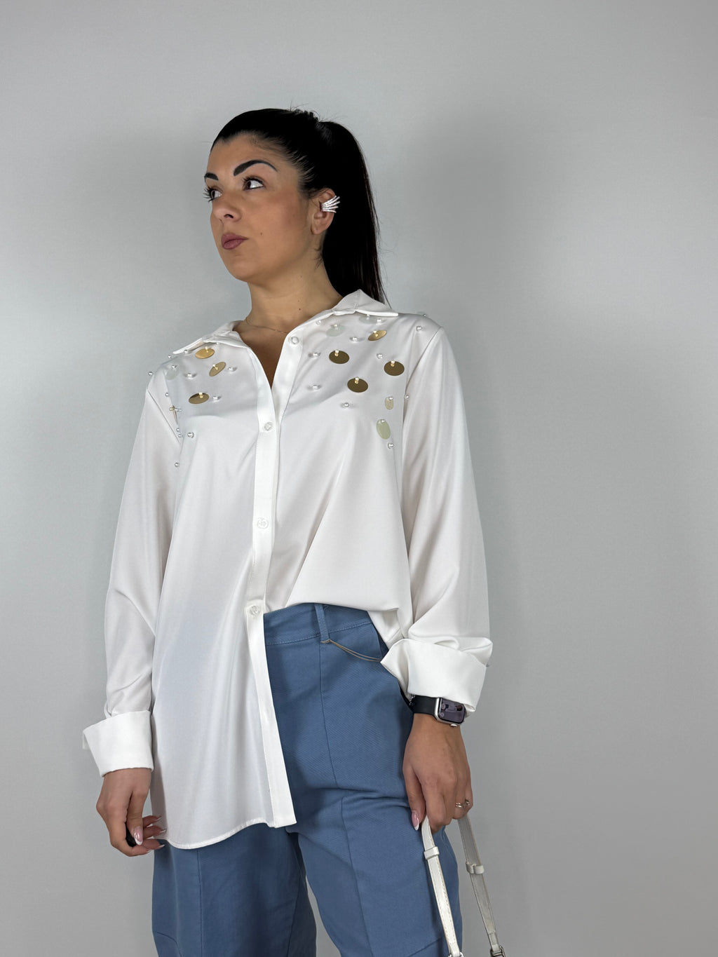 Camicia paillettes e perle