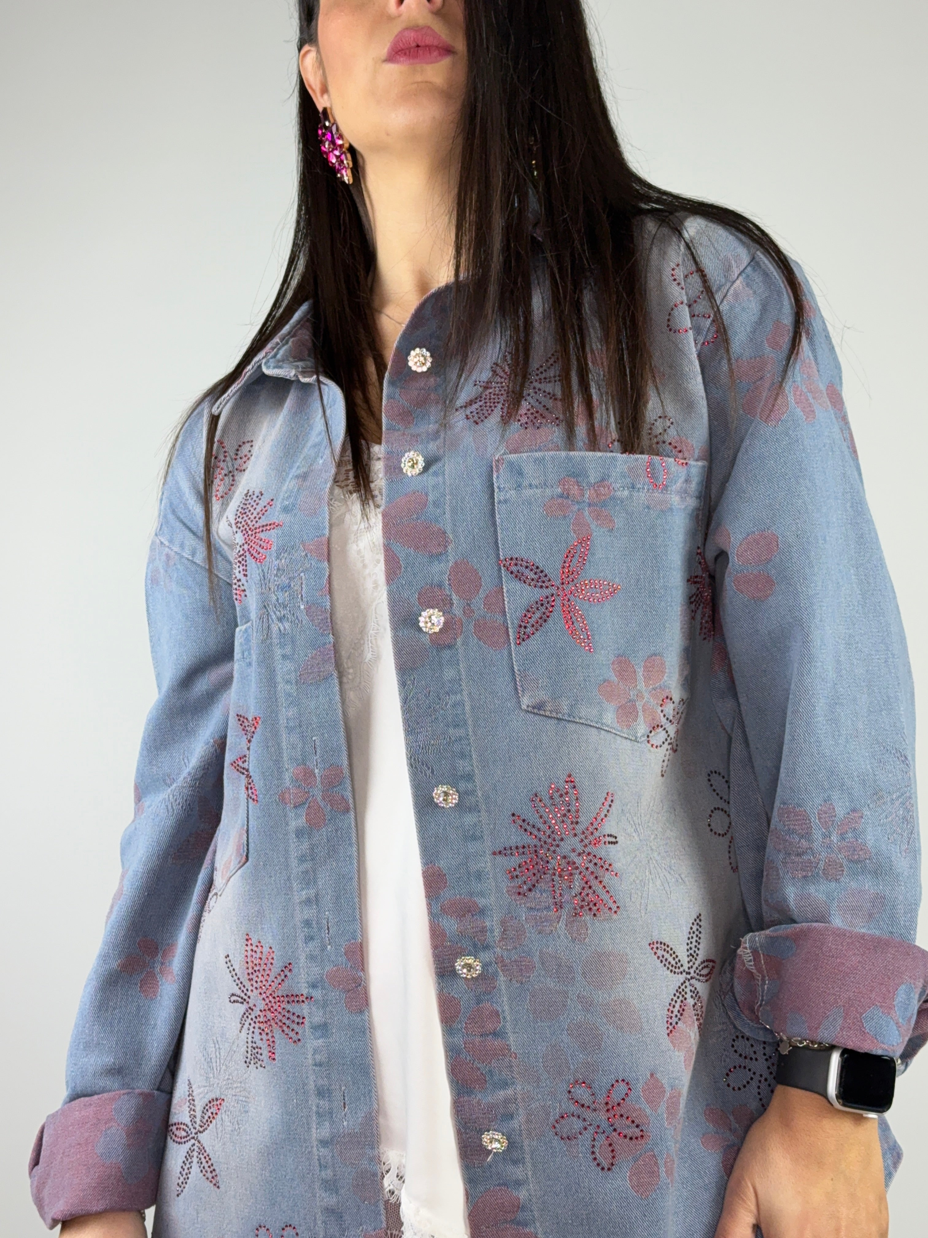 Camicia jeans strass