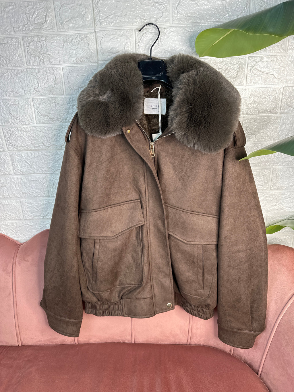 Bomber camoscio pelliccia