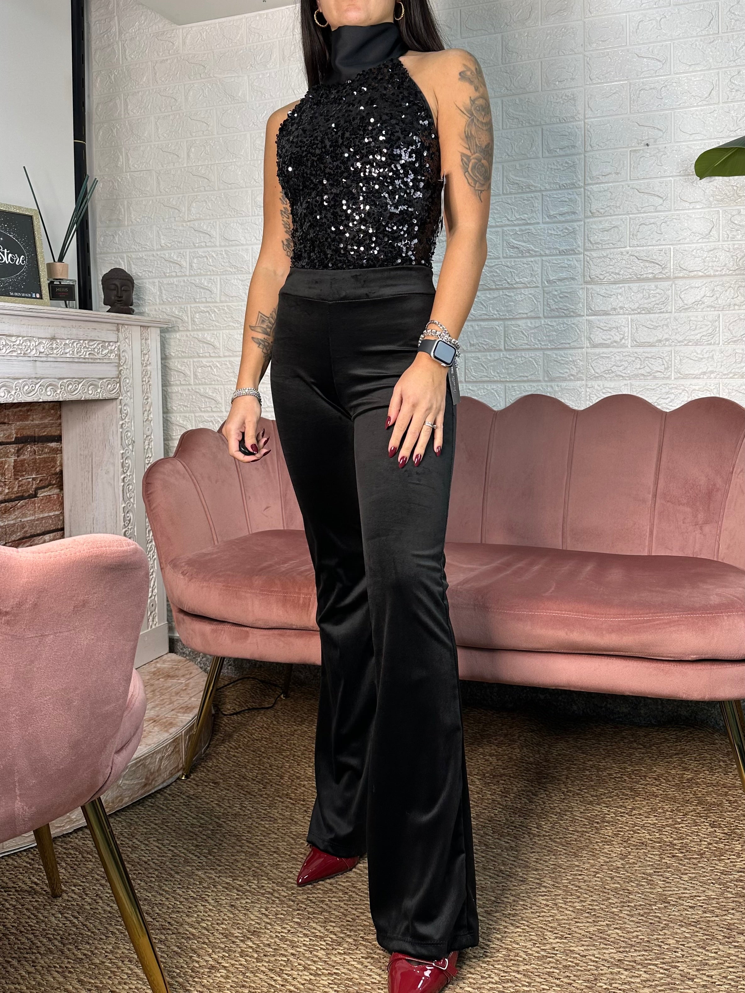 Pantalone zampa velluto