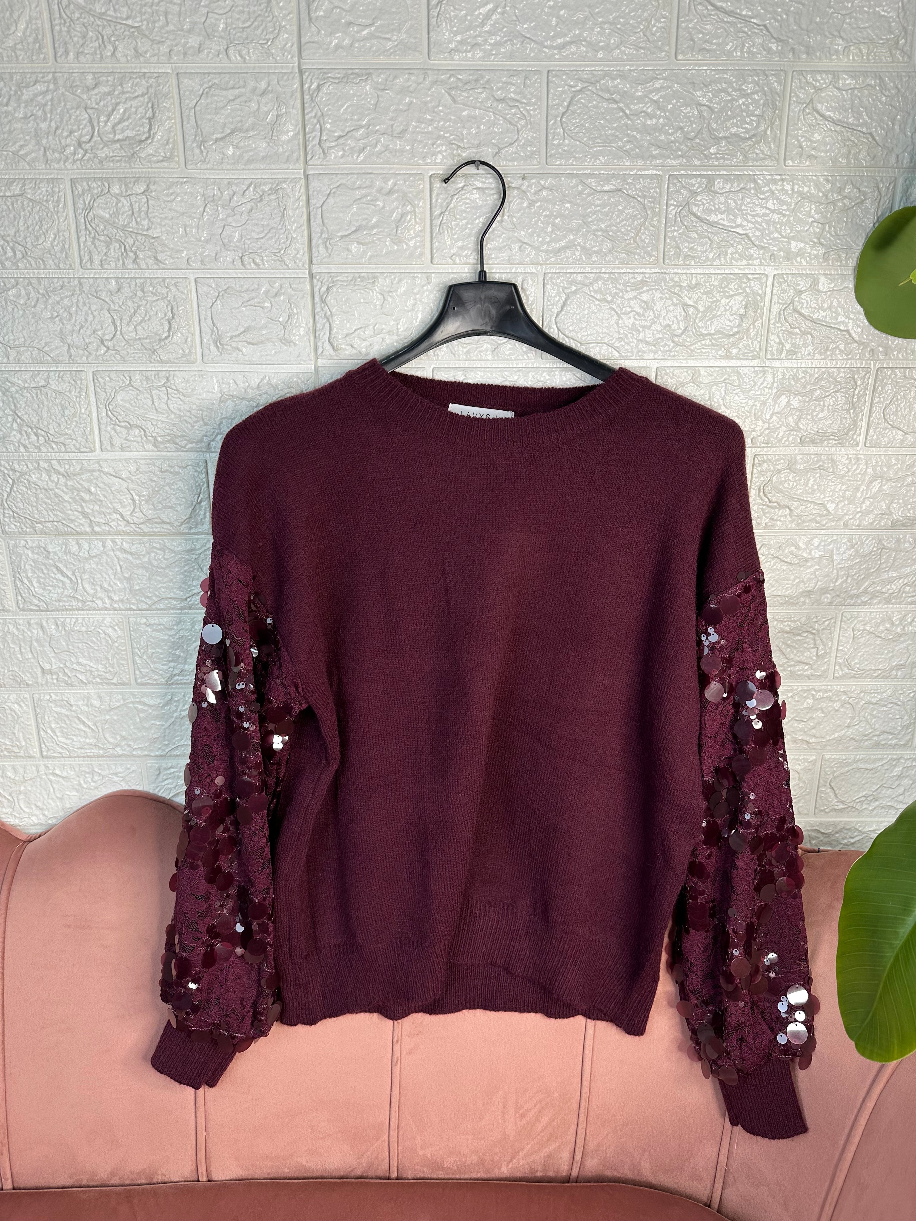 Maglia pizzo e paillettes