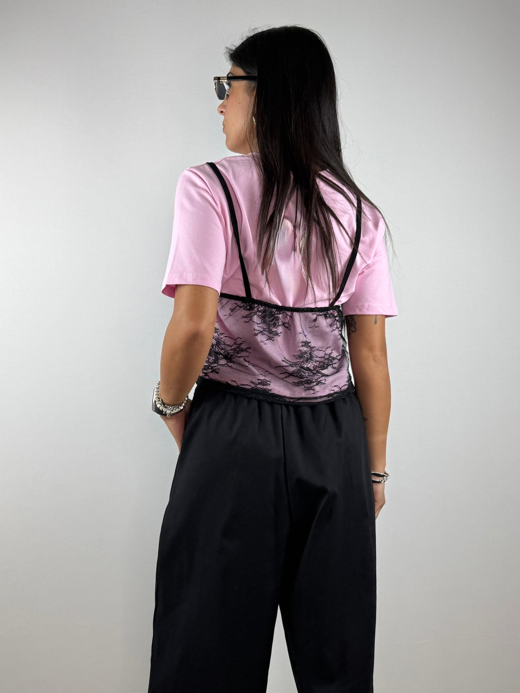 T-Shirt canotta pizzo