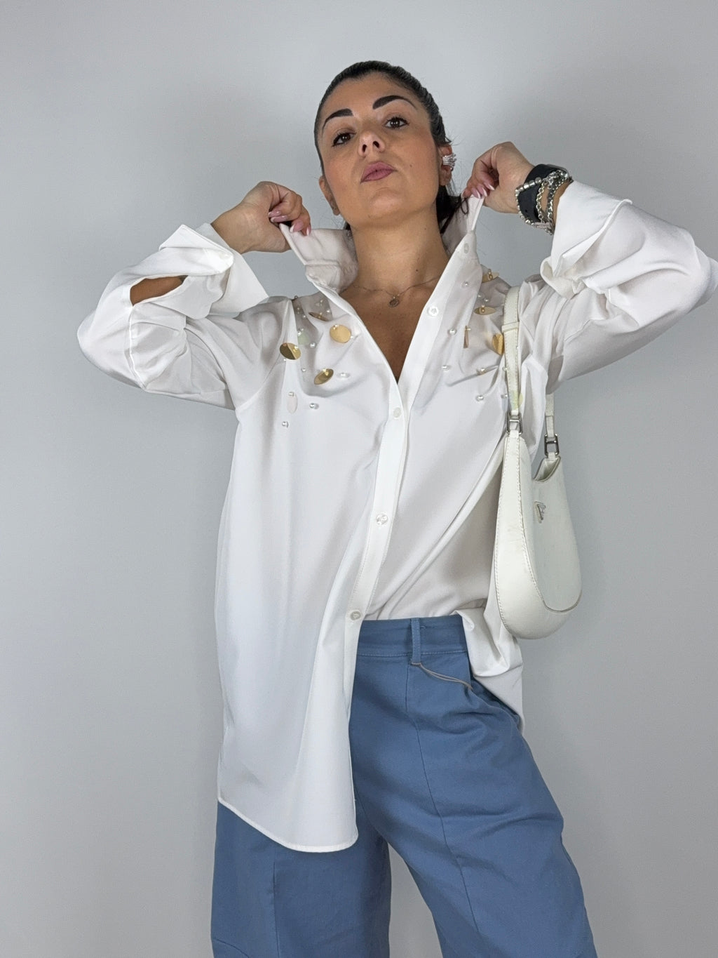 Camicia paillettes e perle