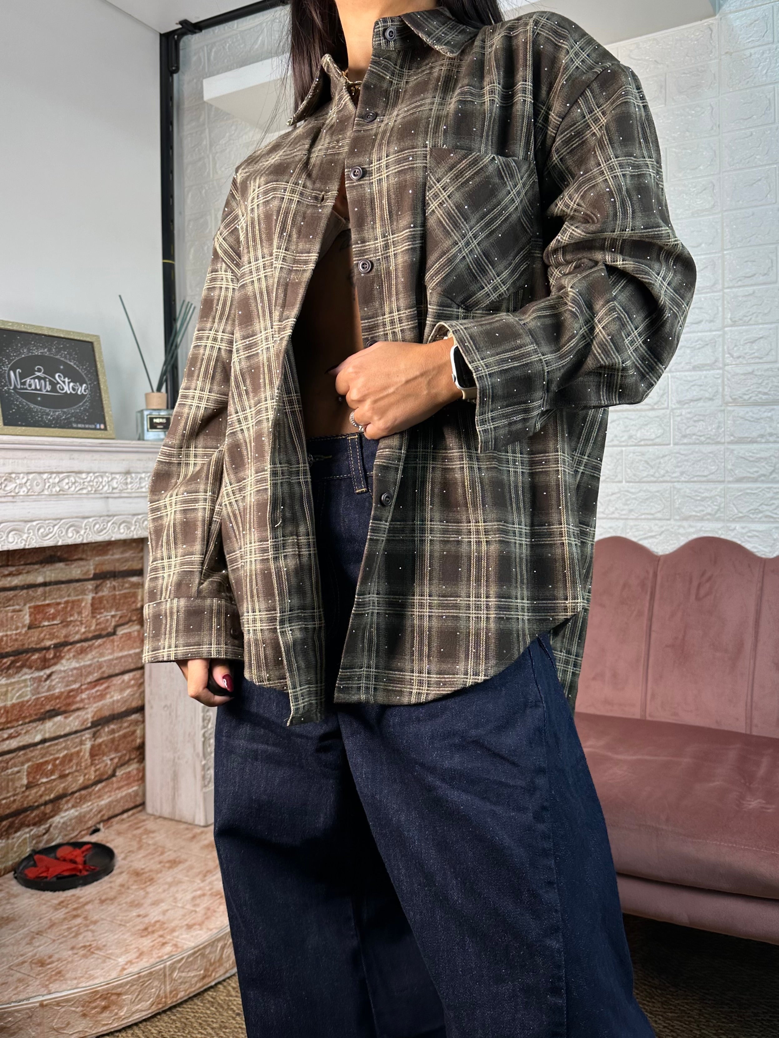 Camicia quadri strass