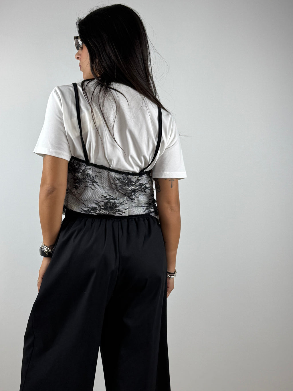 T-Shirt canotta pizzo