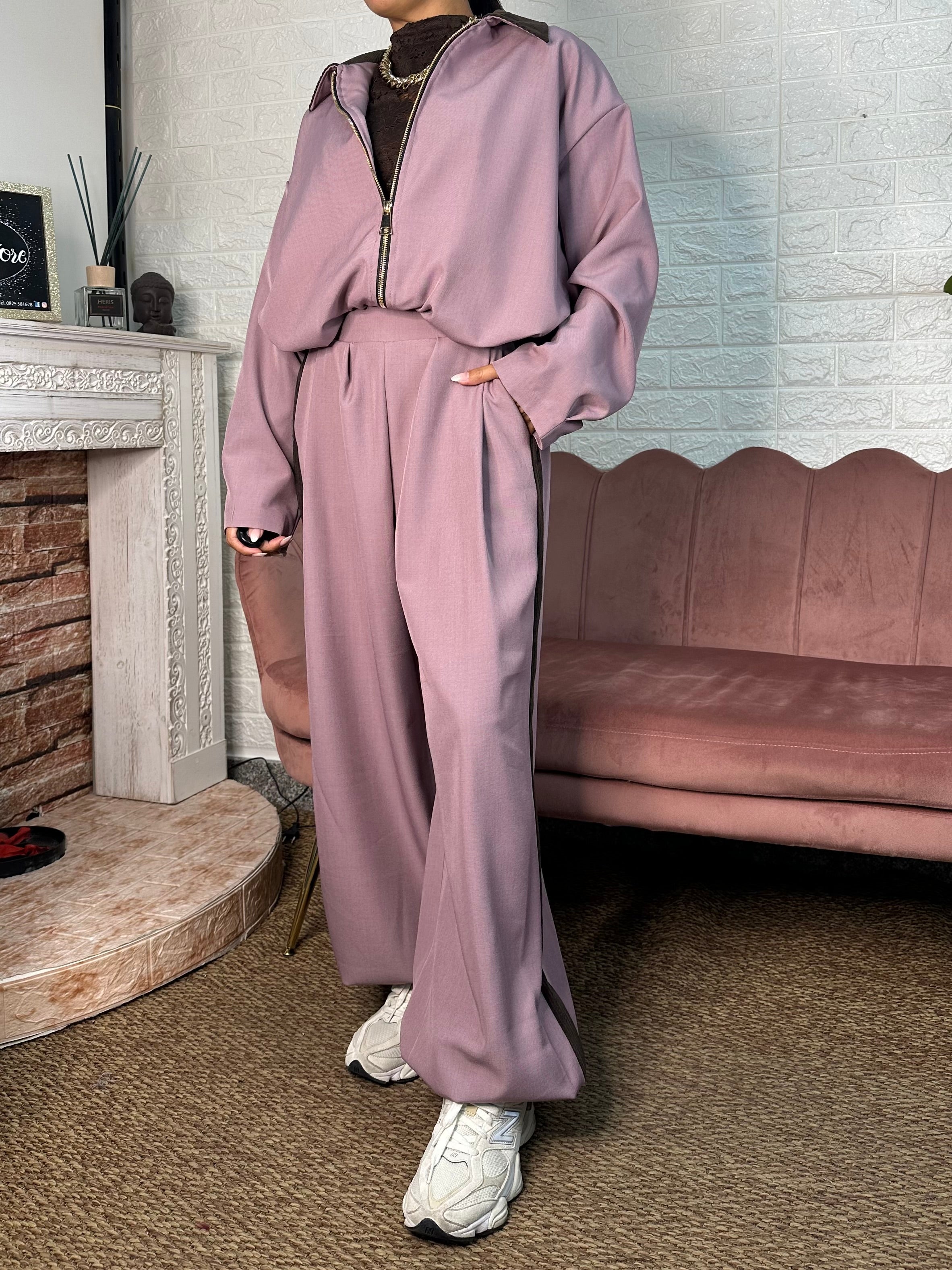 Cordset bomber camoscio