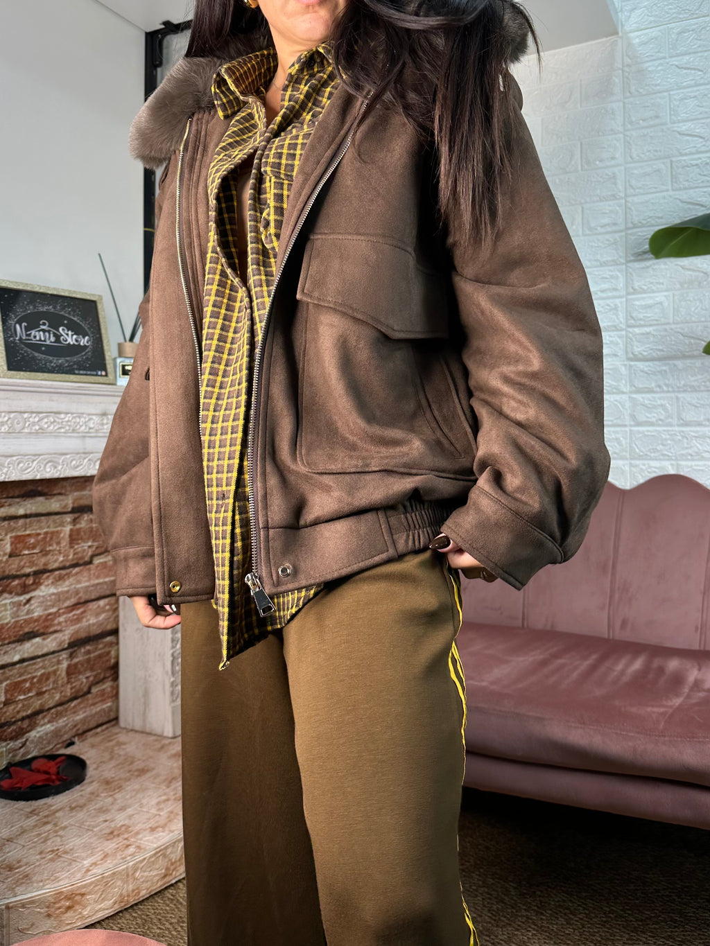 Bomber camoscio pelliccia