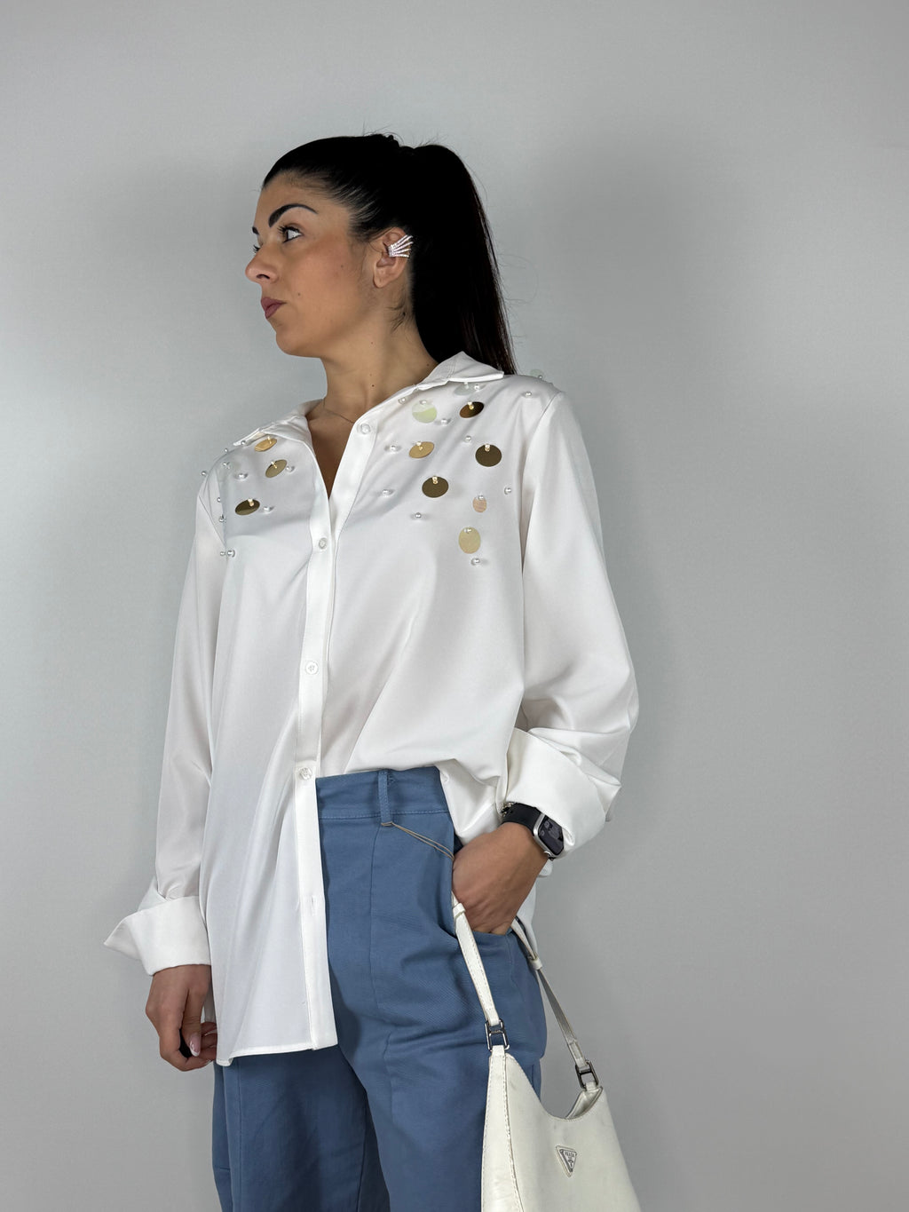 Camicia paillettes e perle