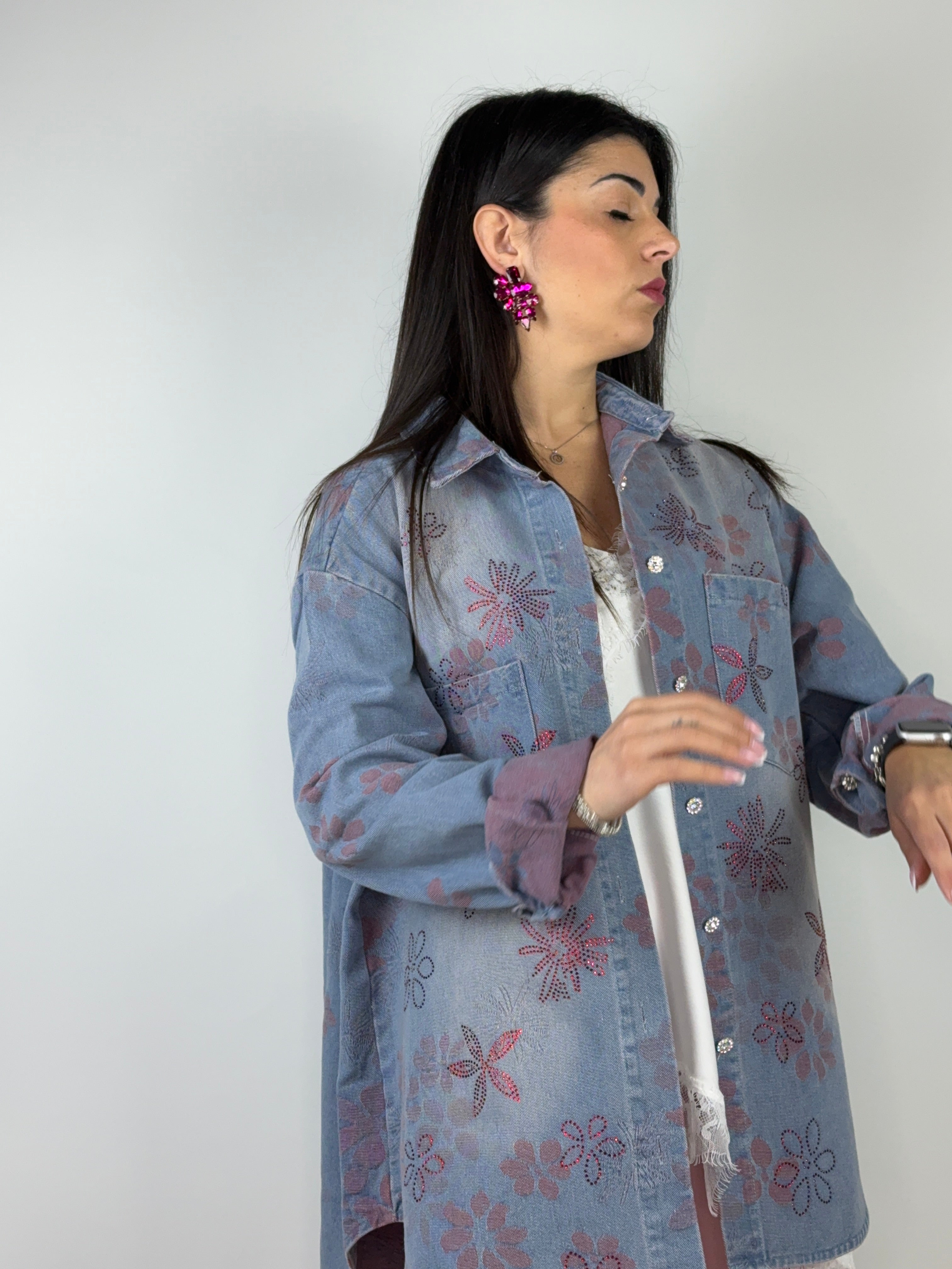Camicia jeans strass