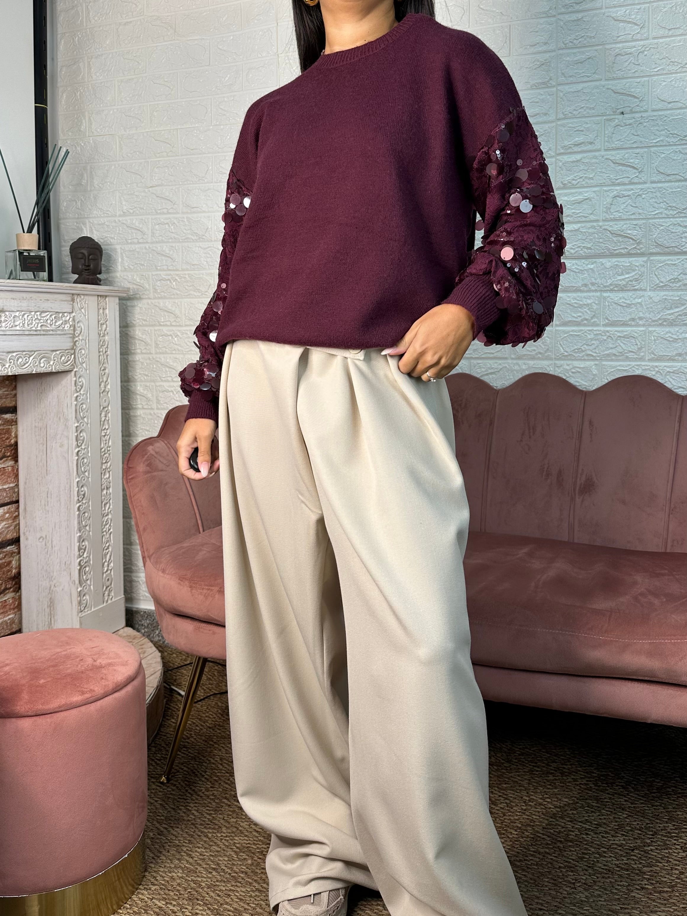 Maglia pizzo e paillettes