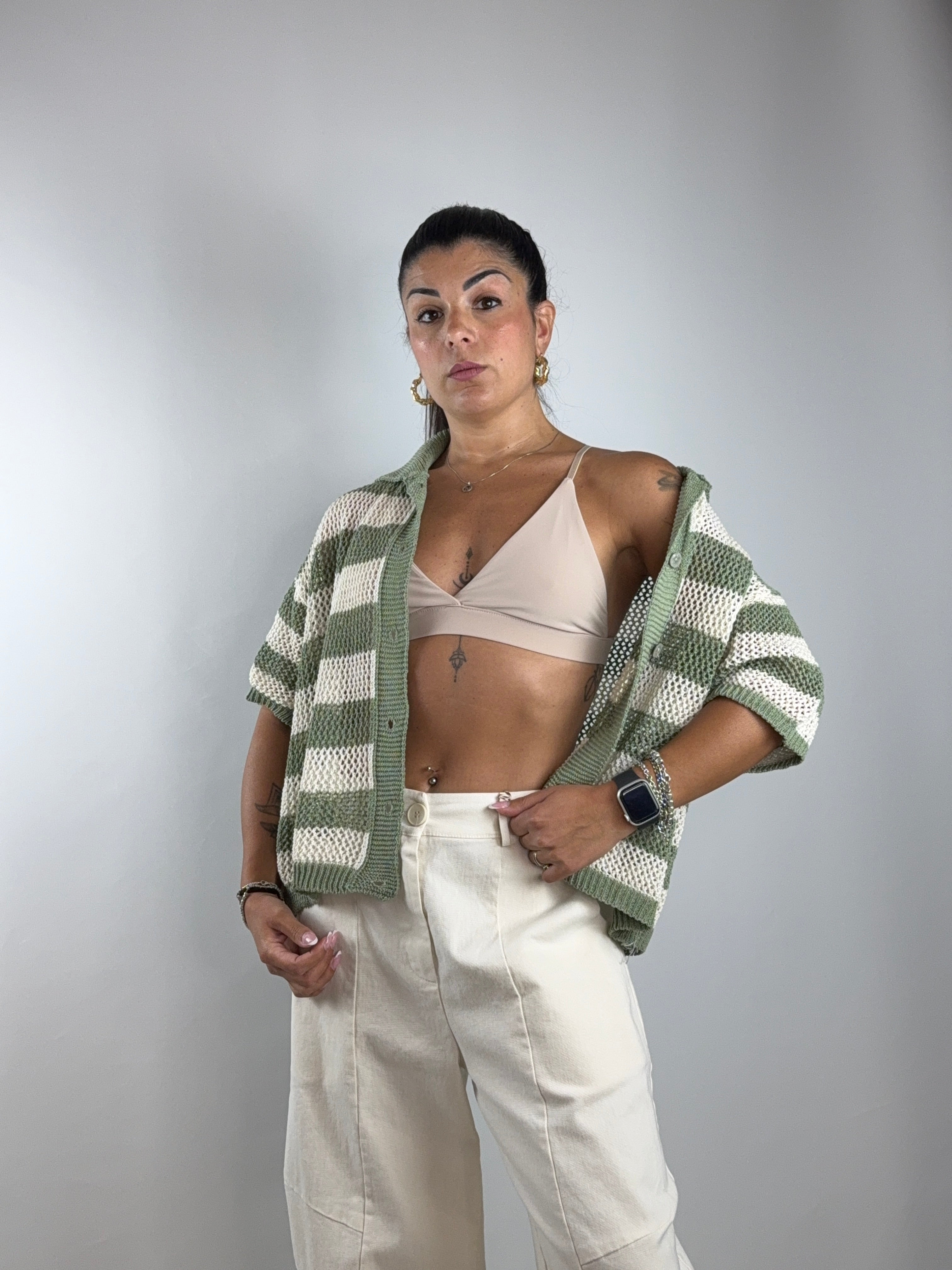 Cardigan strisce filo