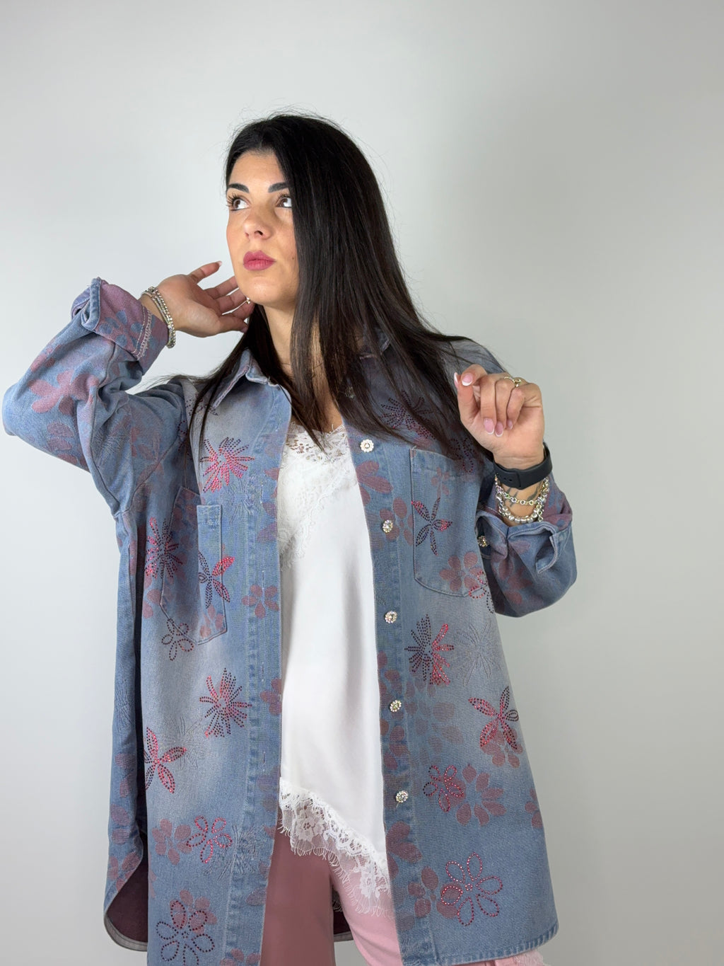 Camicia jeans strass