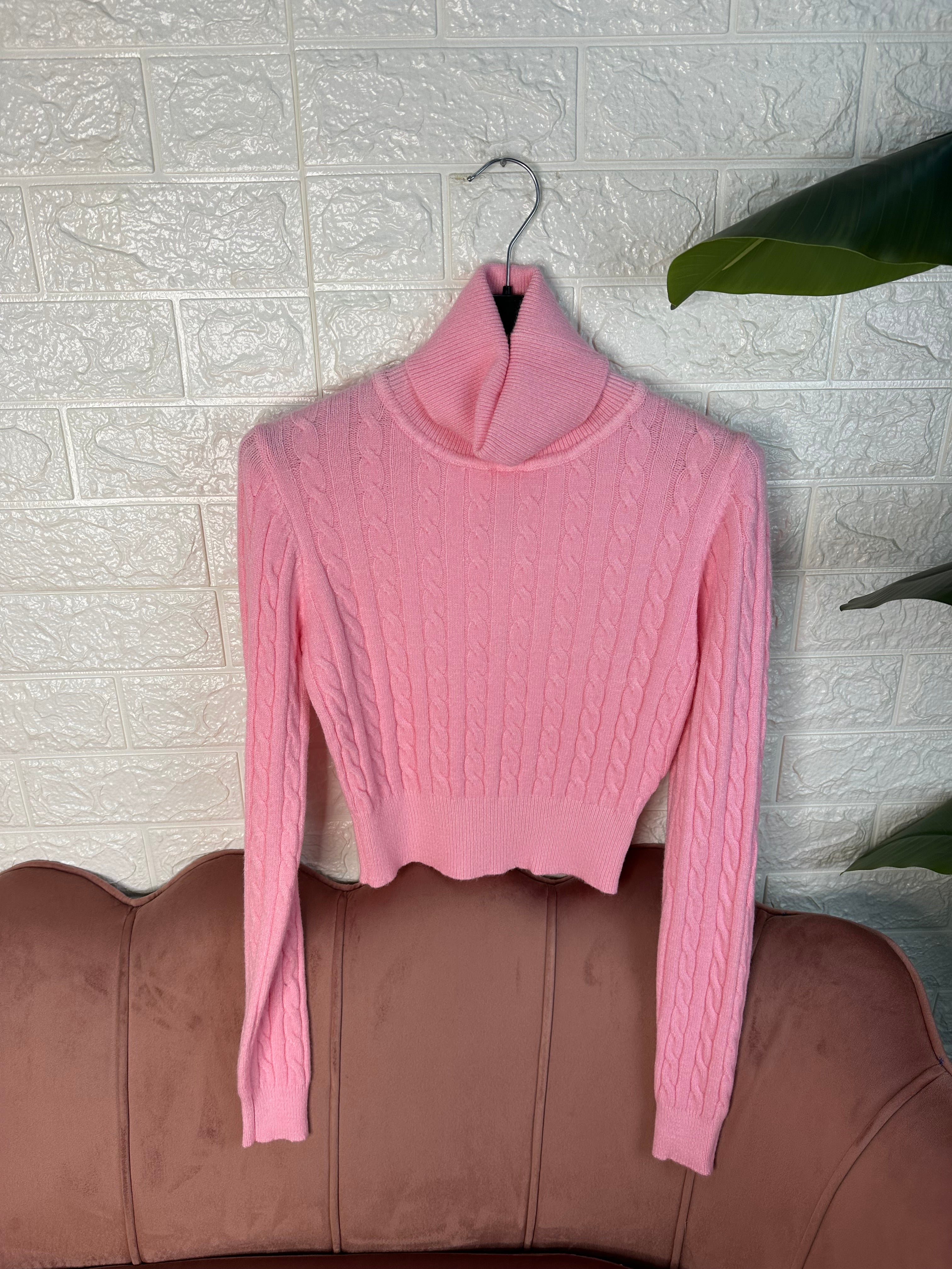 Maglia collo alto trecce