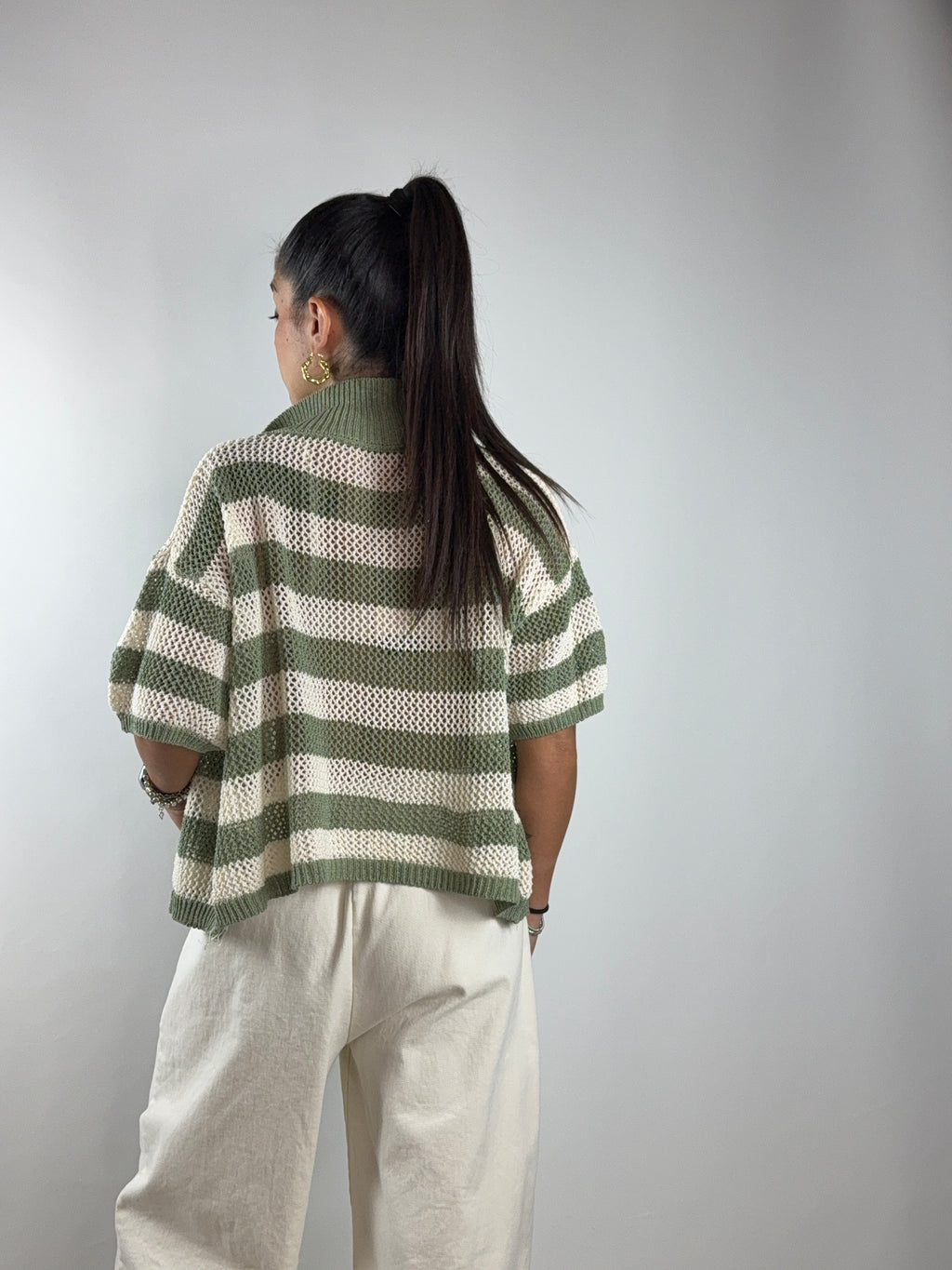 Cardigan strisce filo