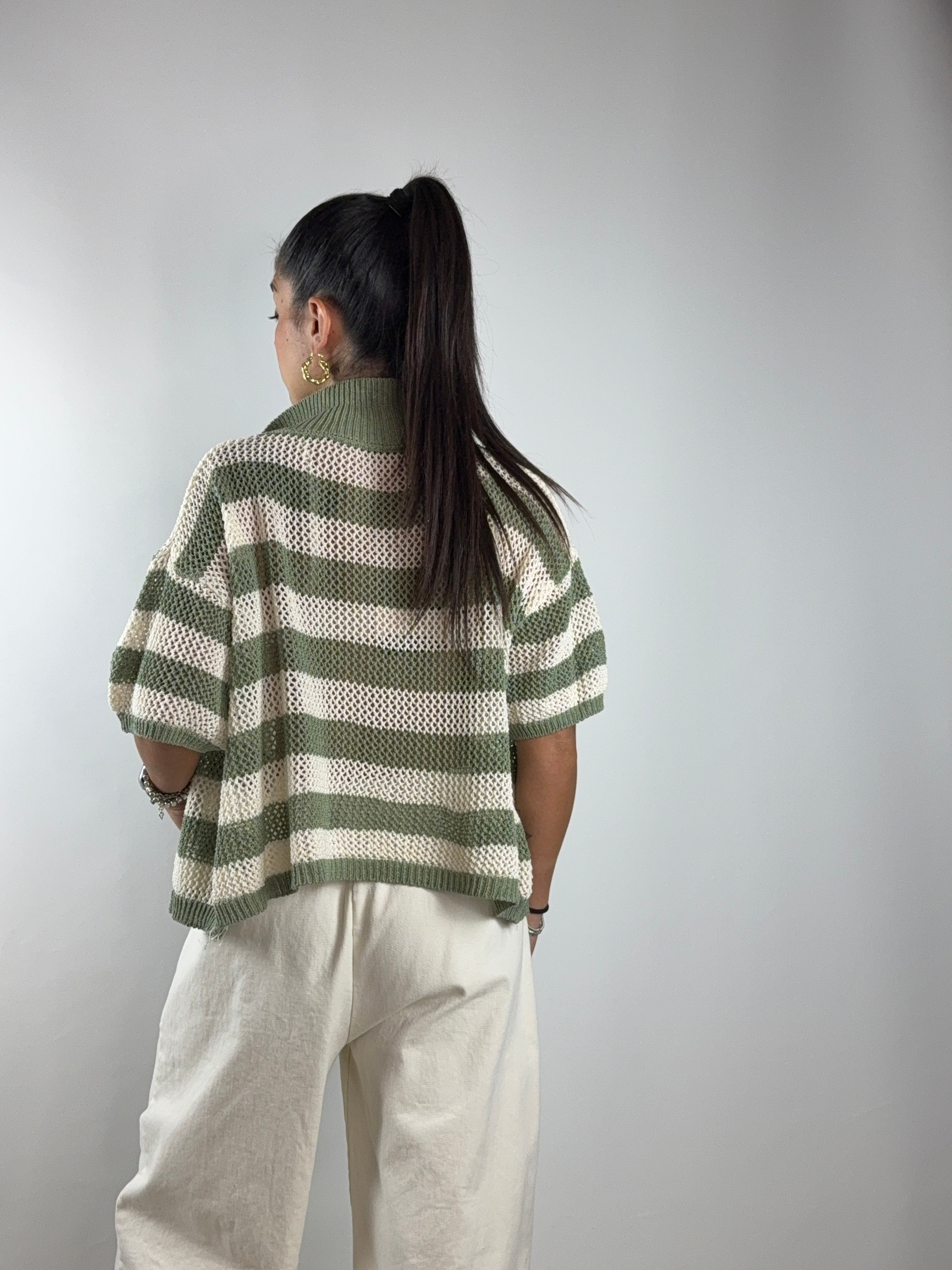 Cardigan strisce filo