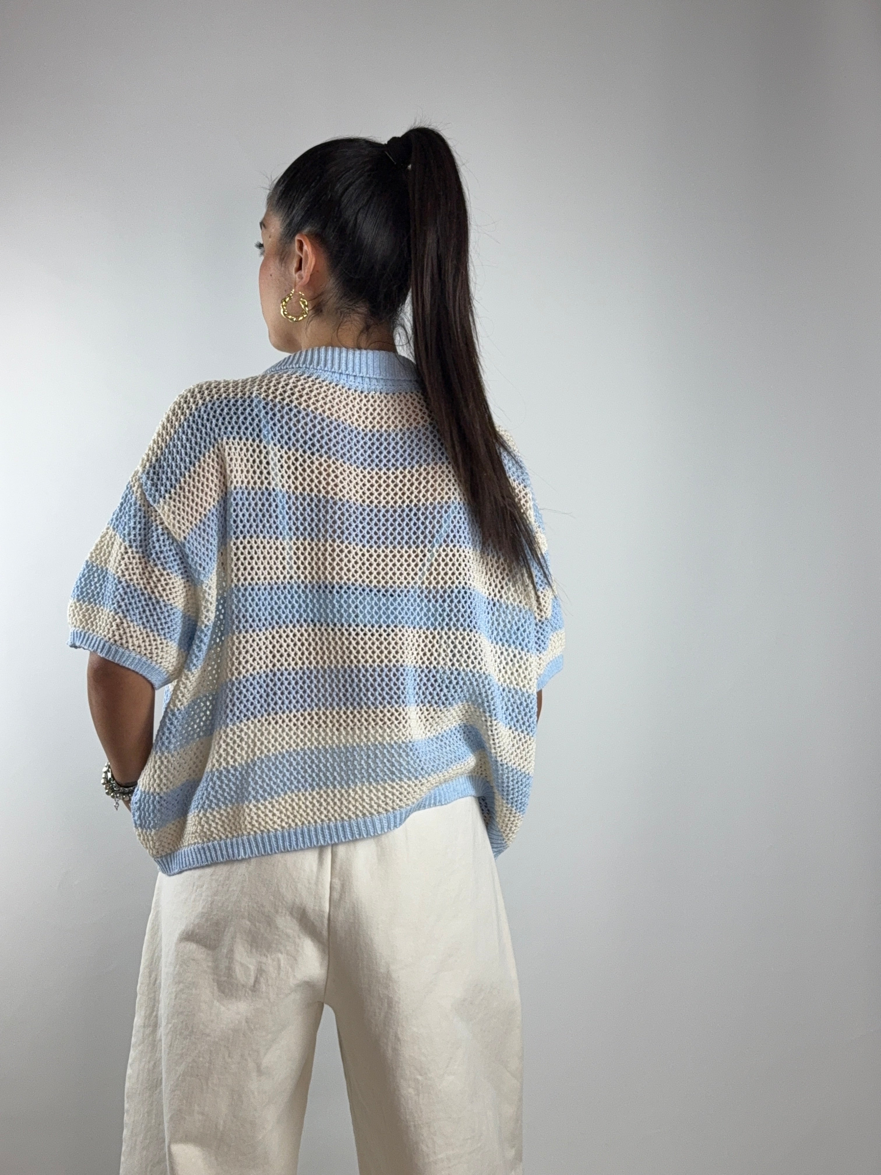 Cardigan strisce filo