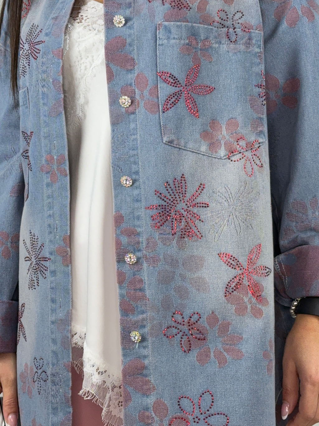 Camicia jeans strass