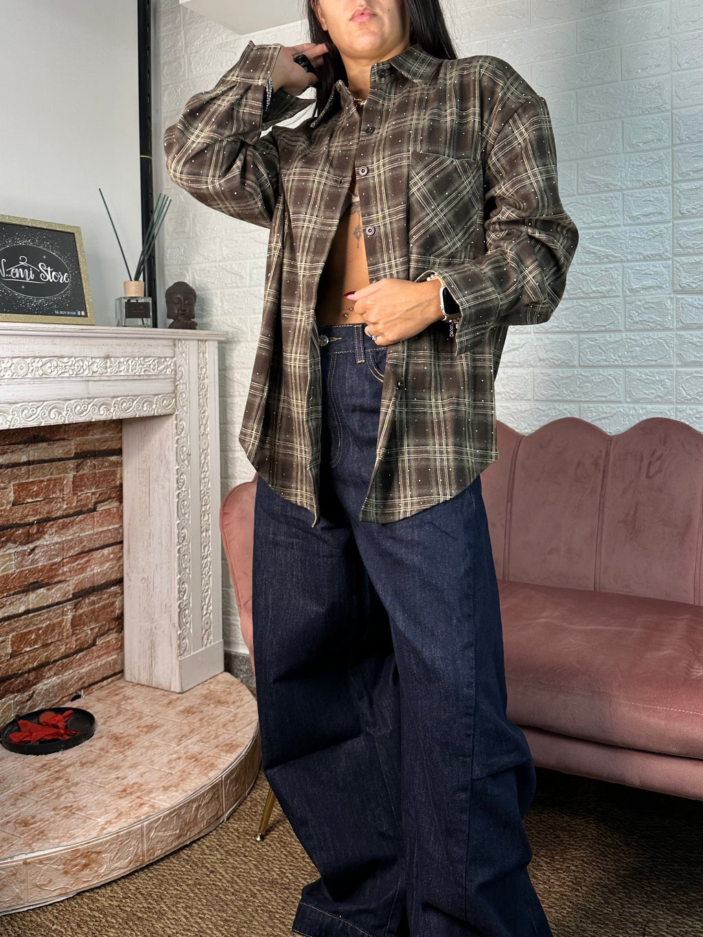 Camicia quadri strass