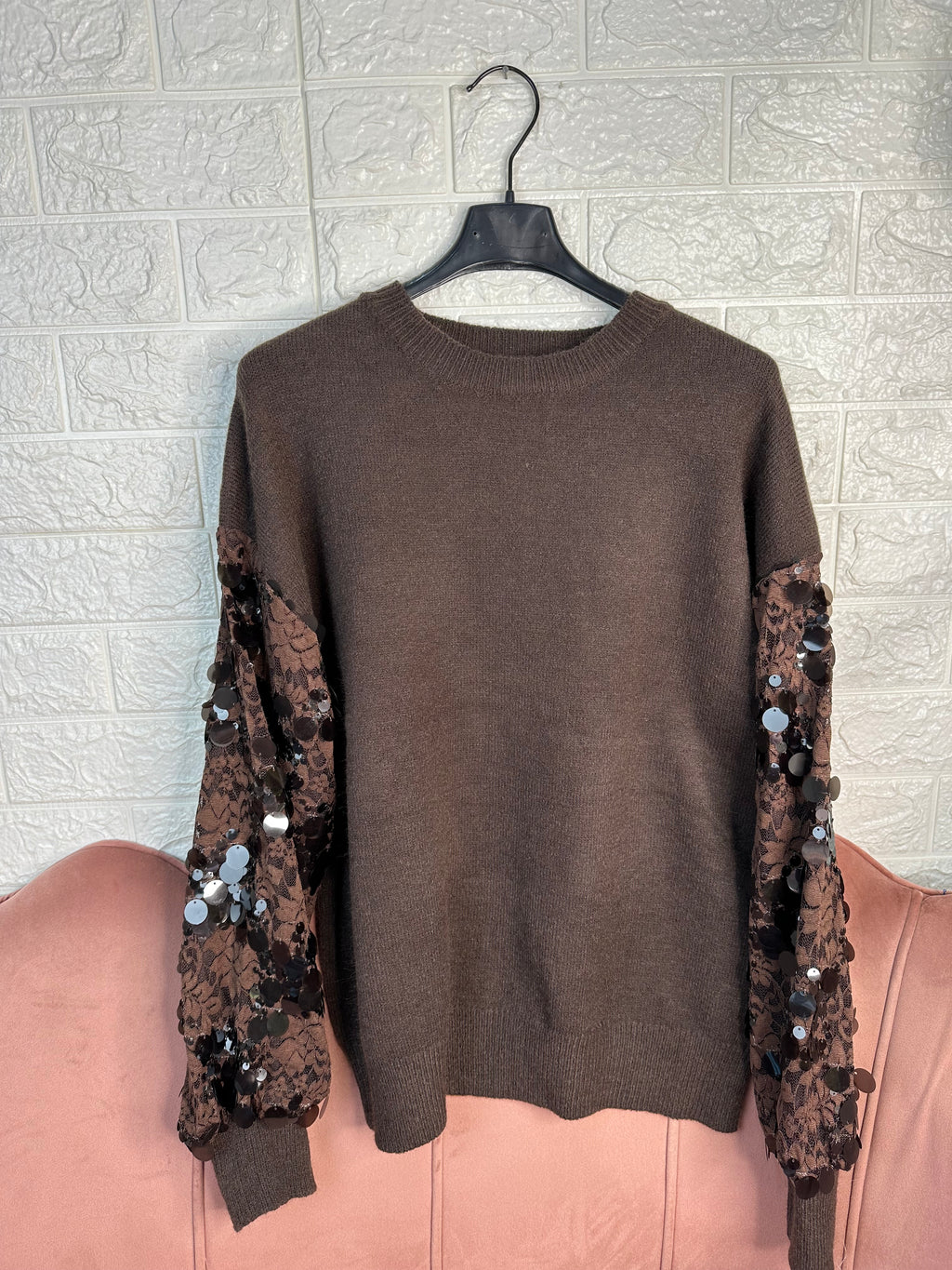 Maglia pizzo e paillettes