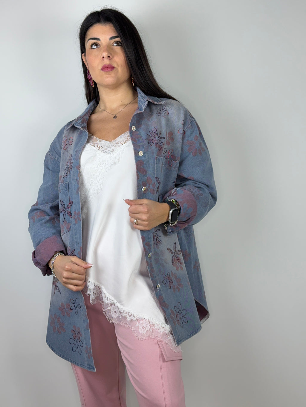 Camicia jeans strass