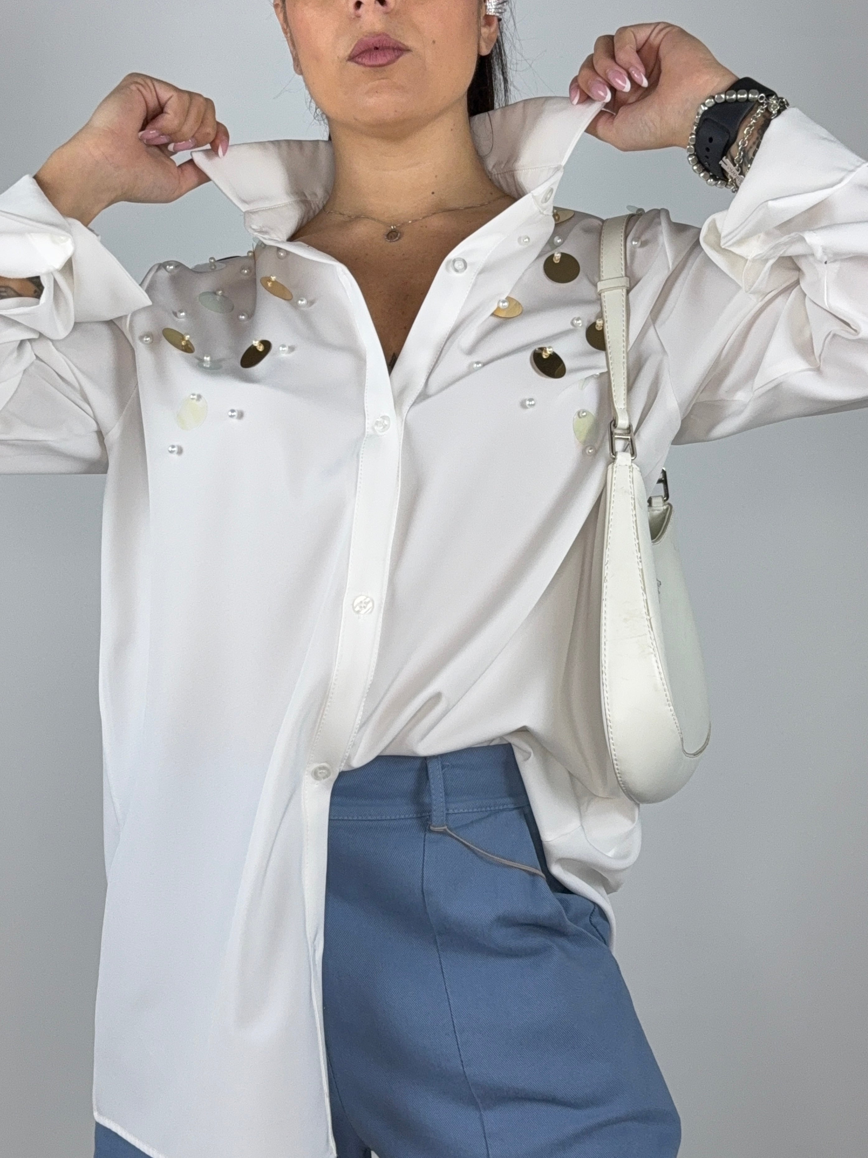 Camicia paillettes e perle