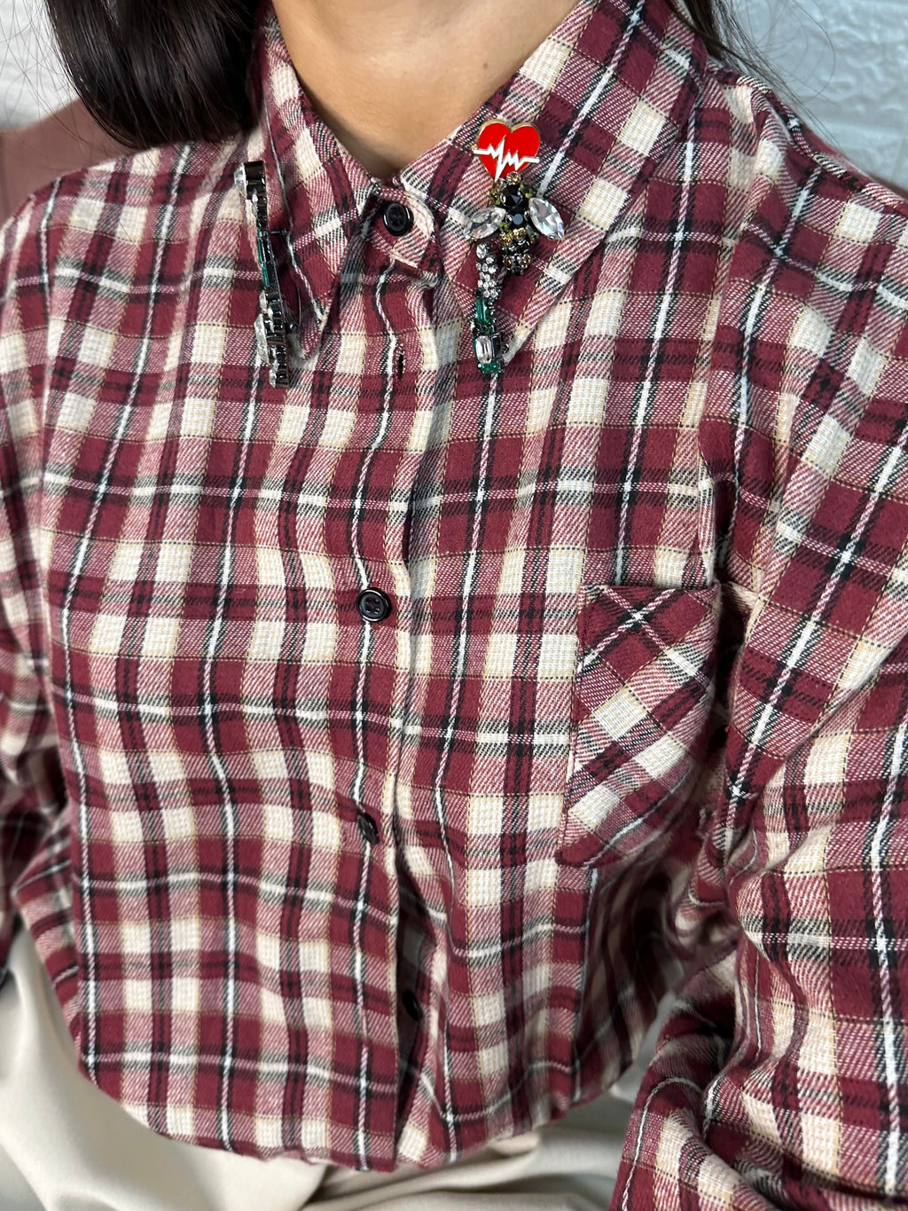 Camicia quadri crop