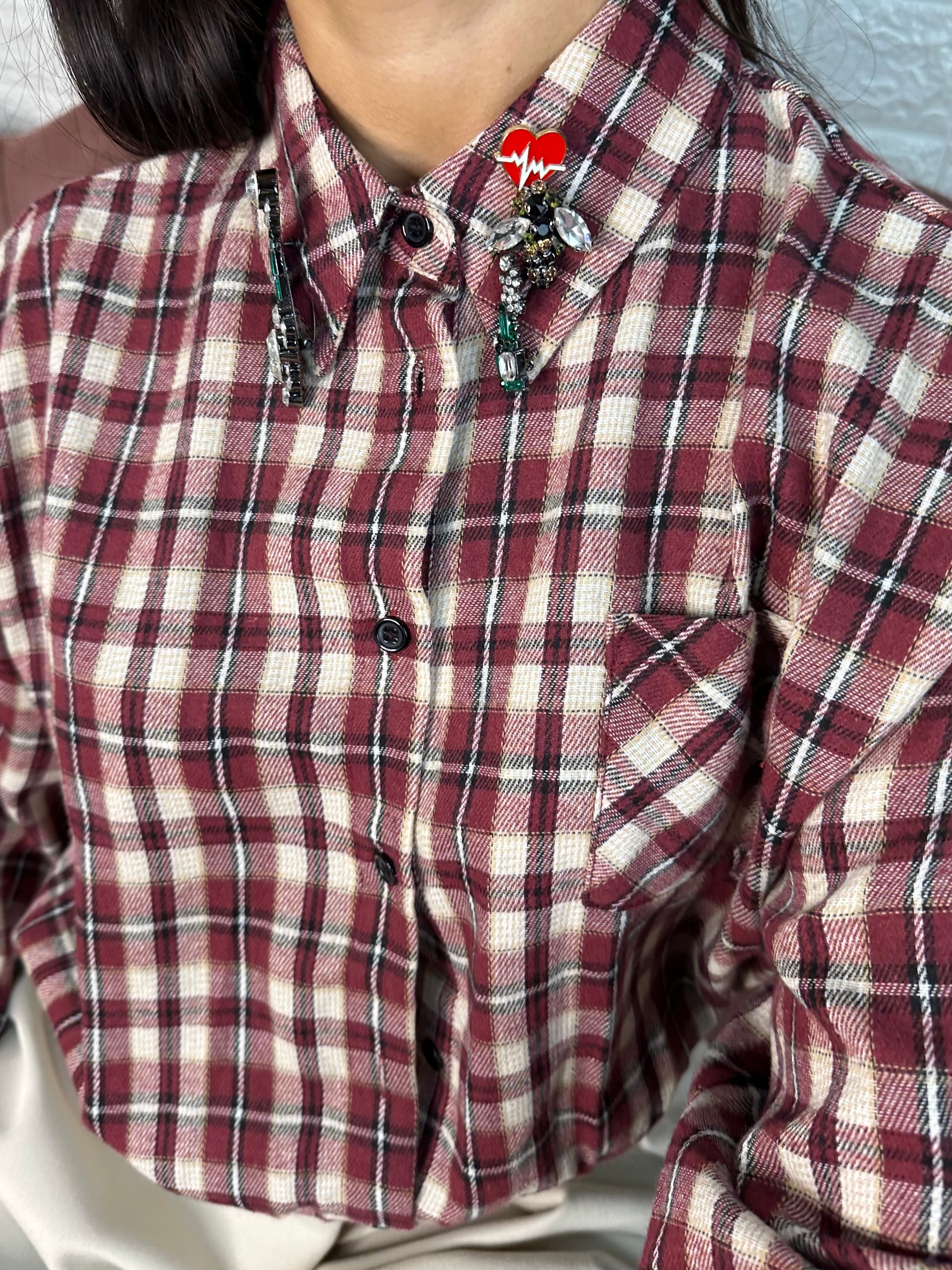 Camicia quadri crop