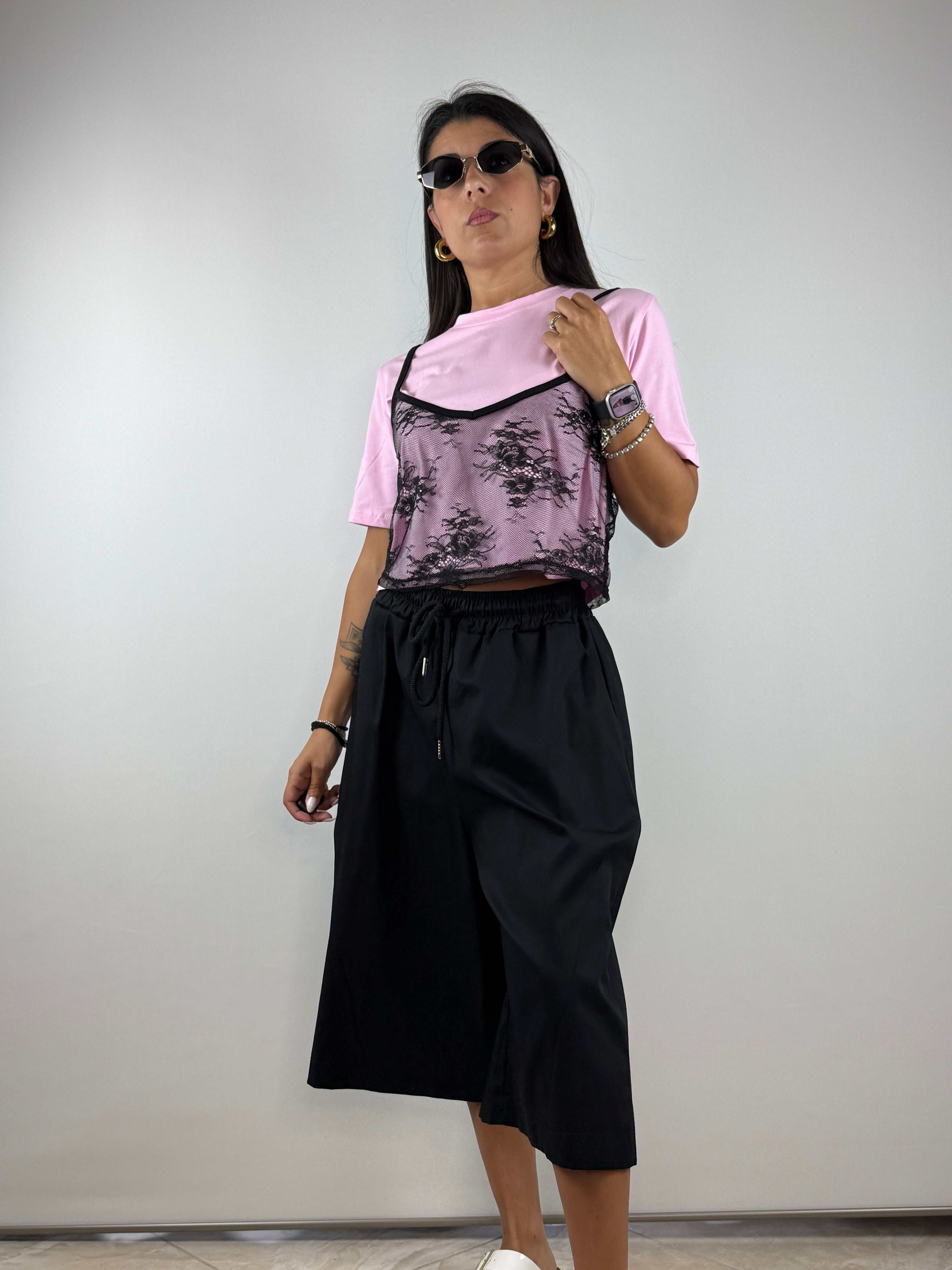 T-Shirt canotta pizzo