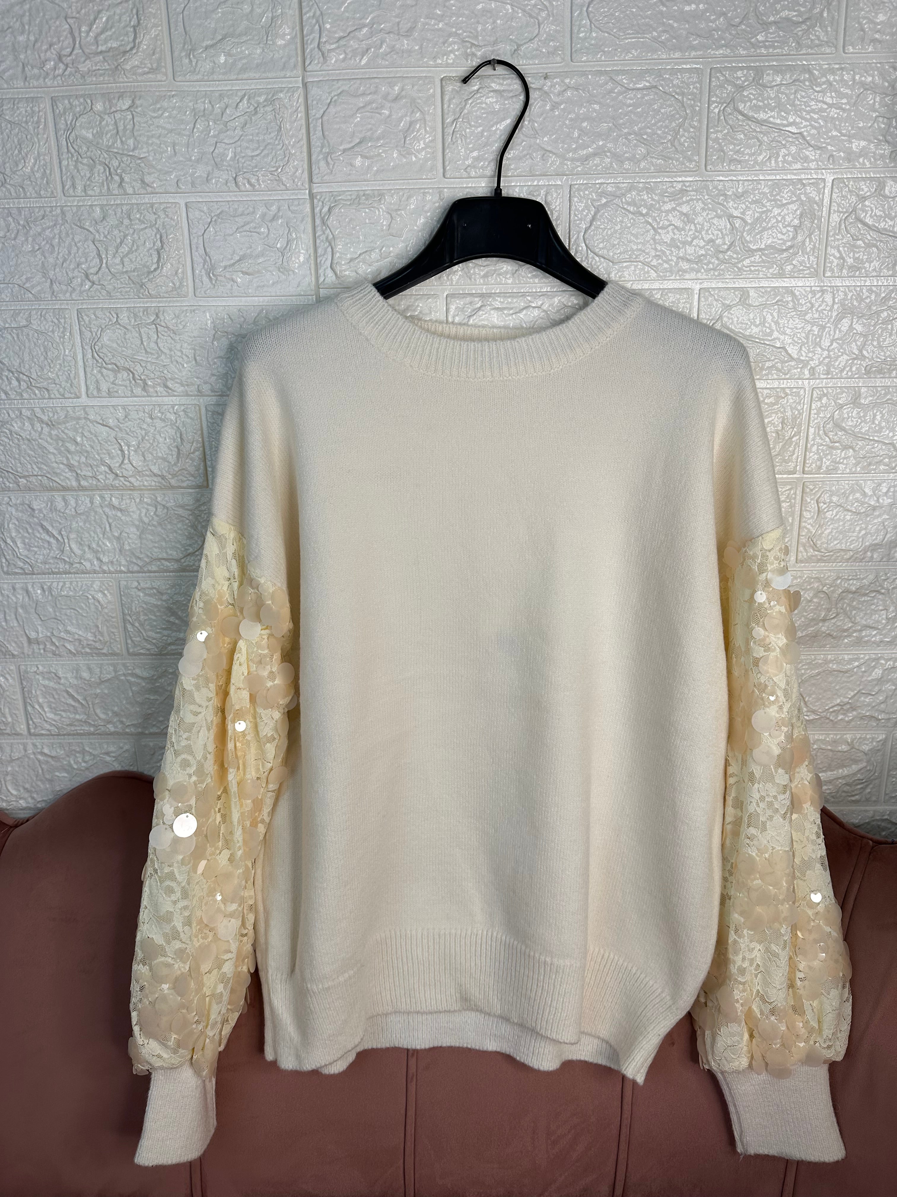 Maglia pizzo e paillettes