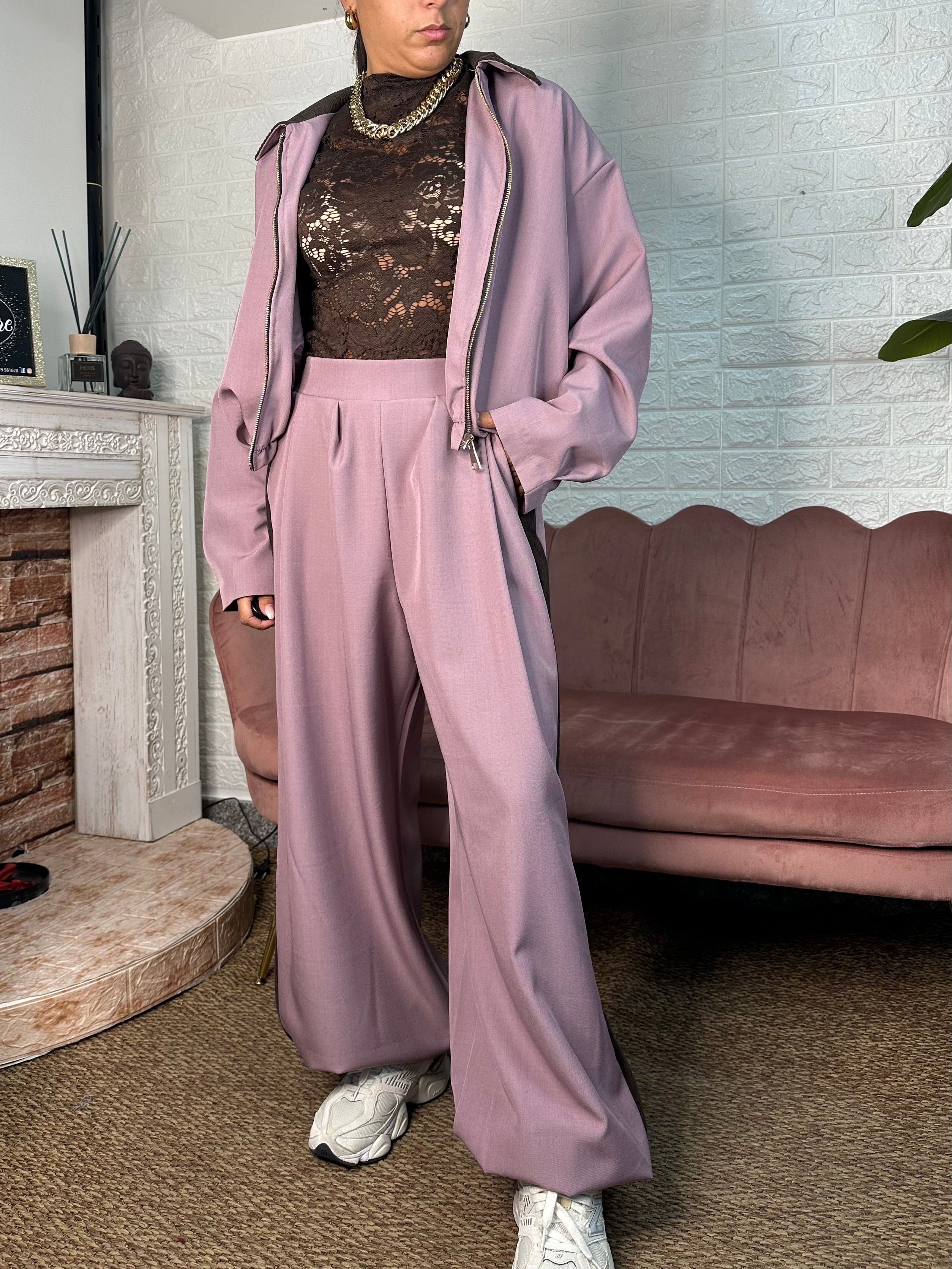 Cordset bomber camoscio