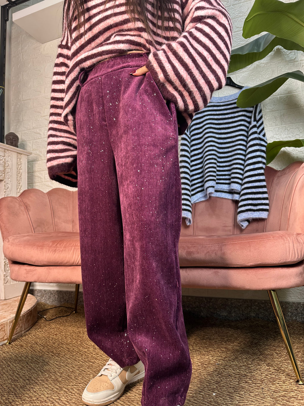 Pantalone baggy velluto