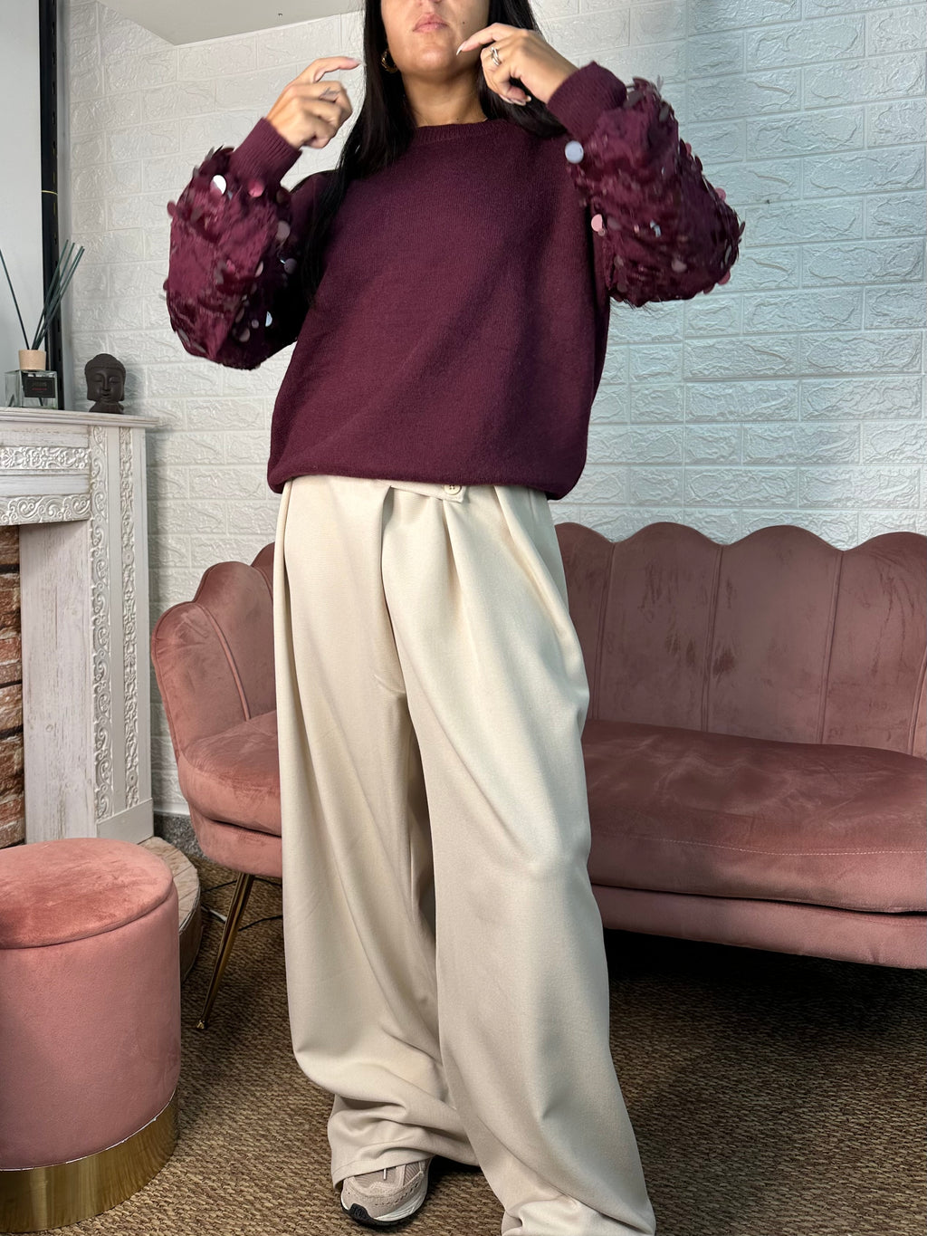 Maglia pizzo e paillettes