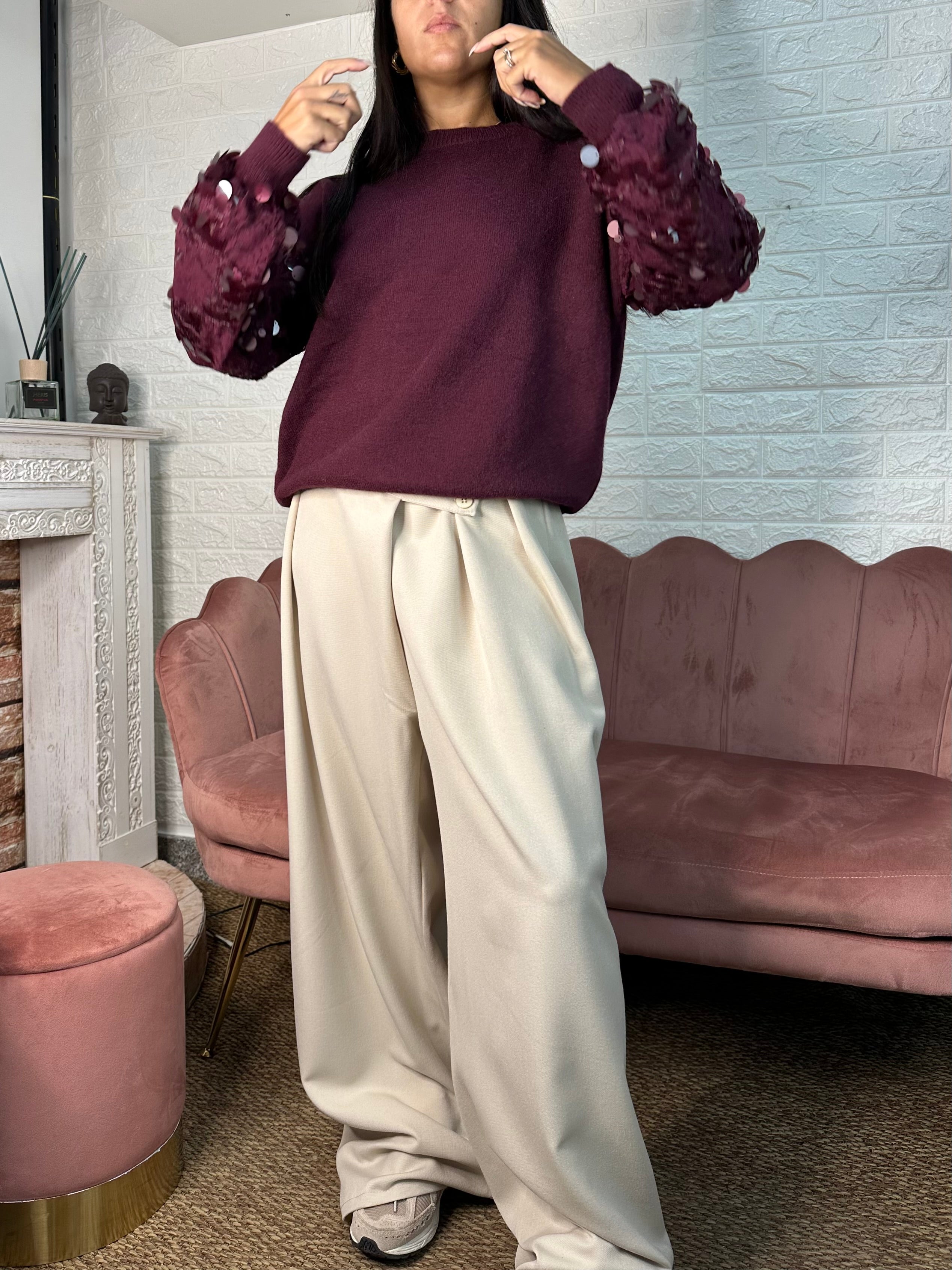 Maglia pizzo e paillettes