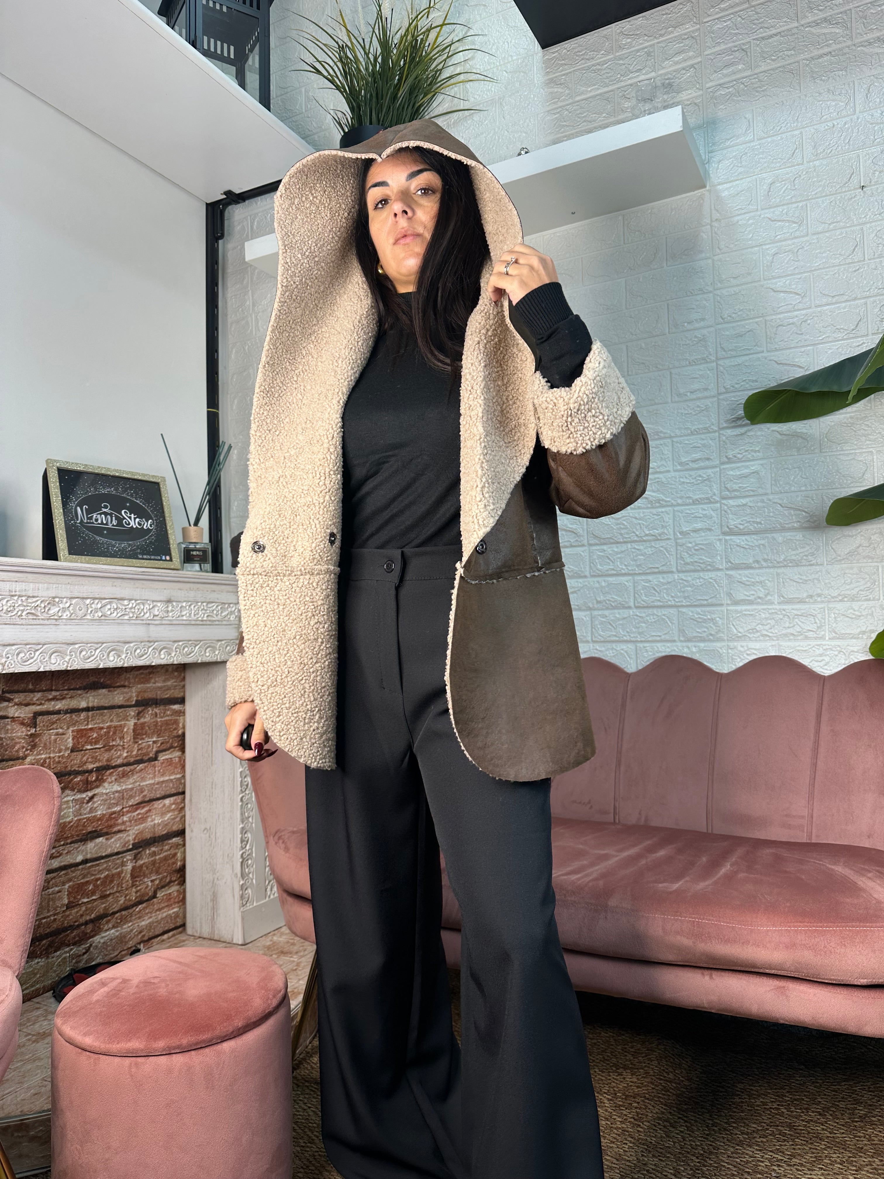 Giacca montone ecopelle