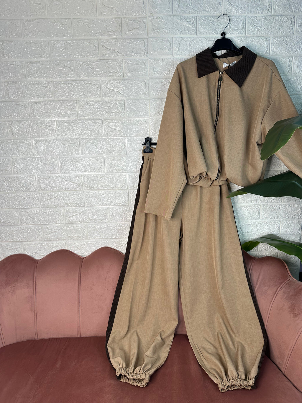 Cordset bomber camoscio