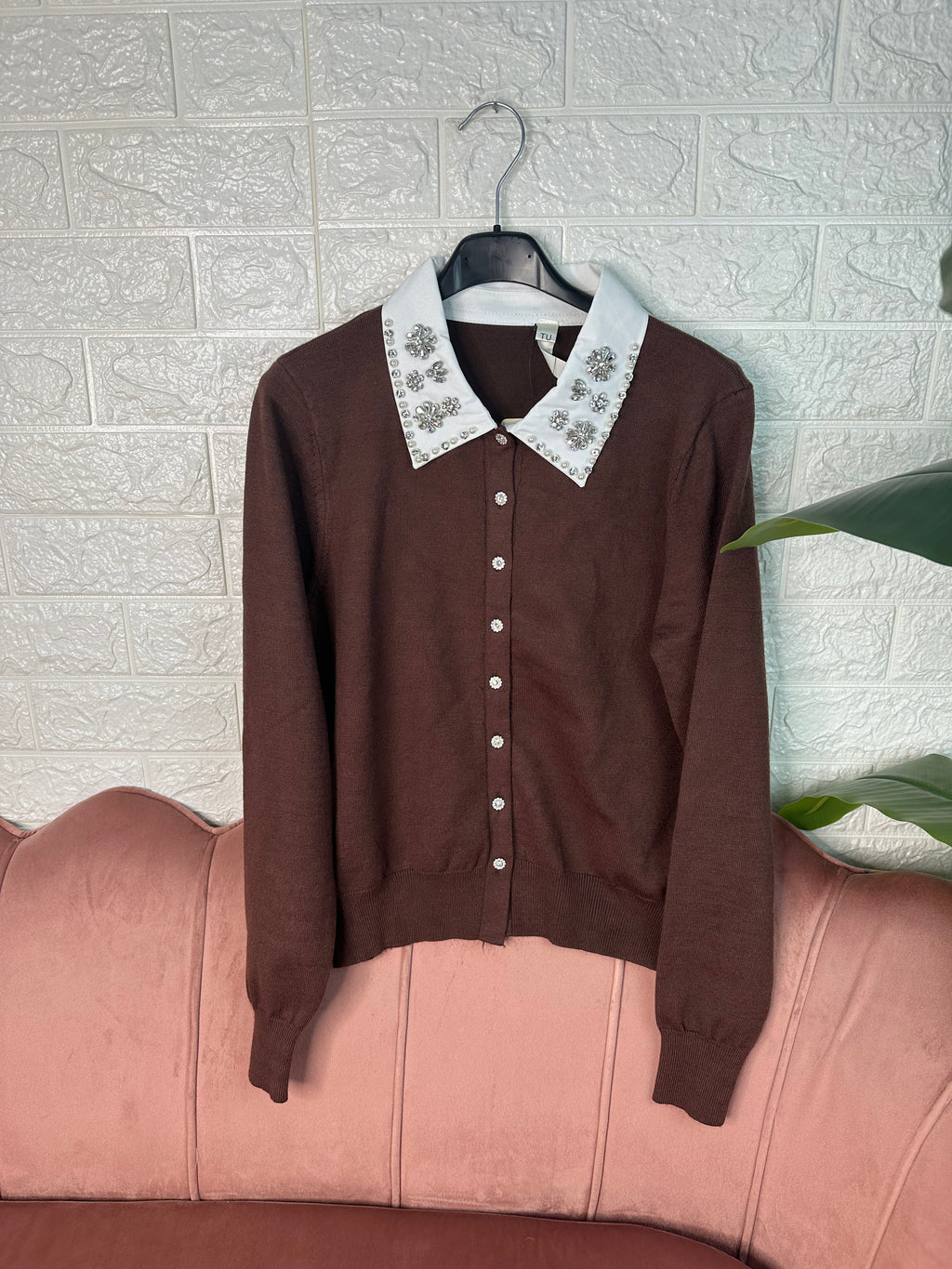 Cardigan collo pietre