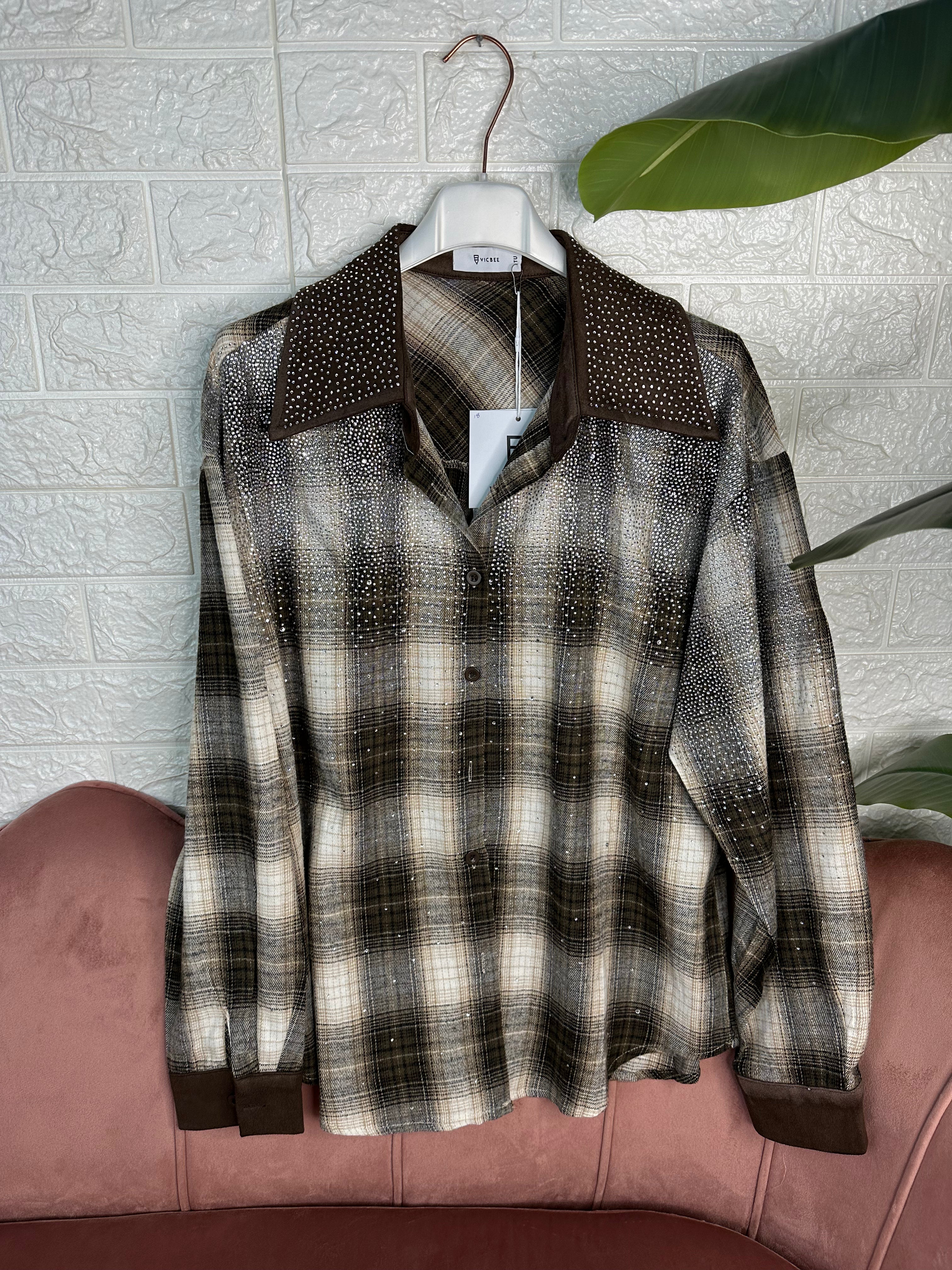 Camicia quadri strass