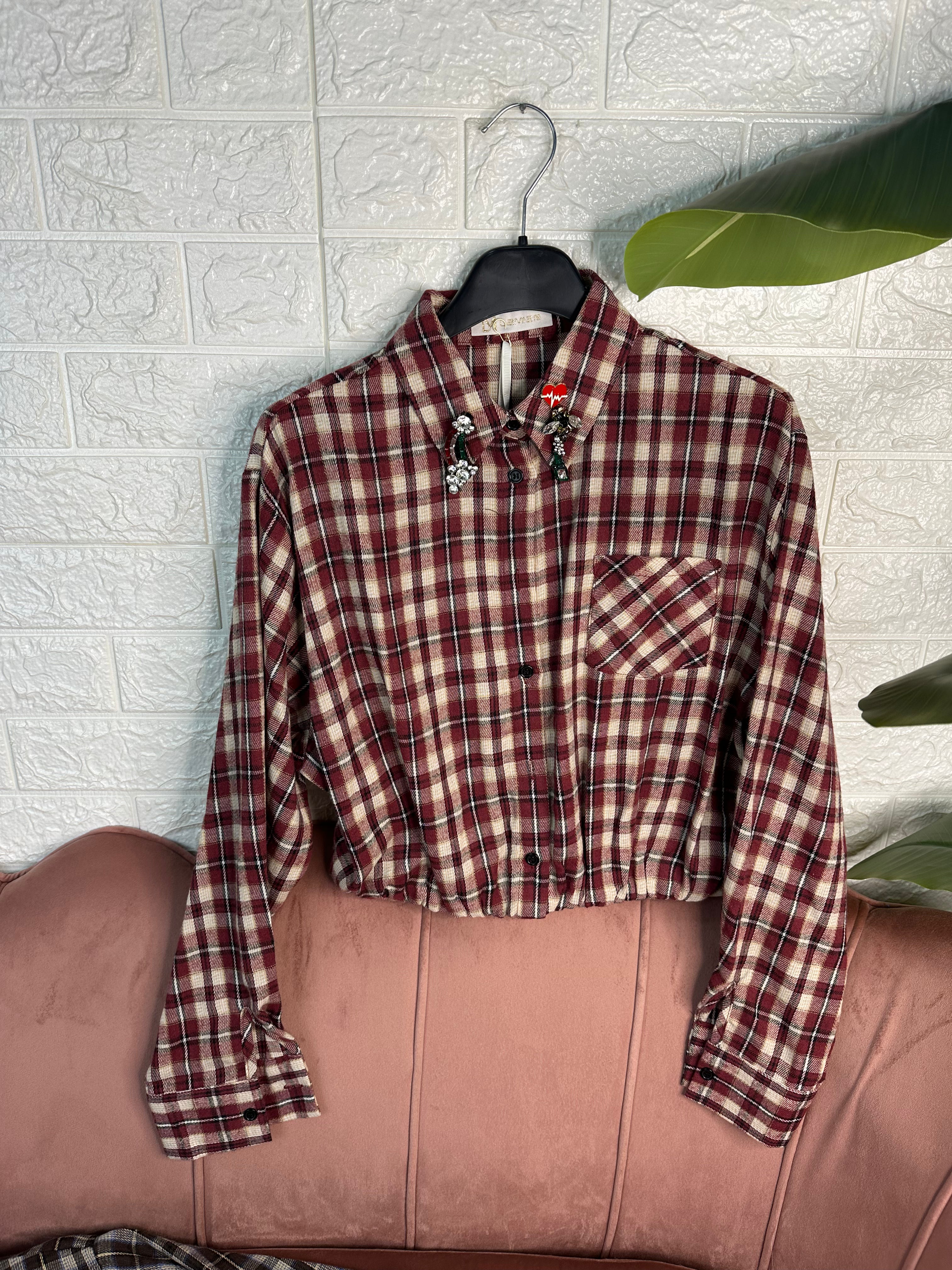 Camicia quadri crop