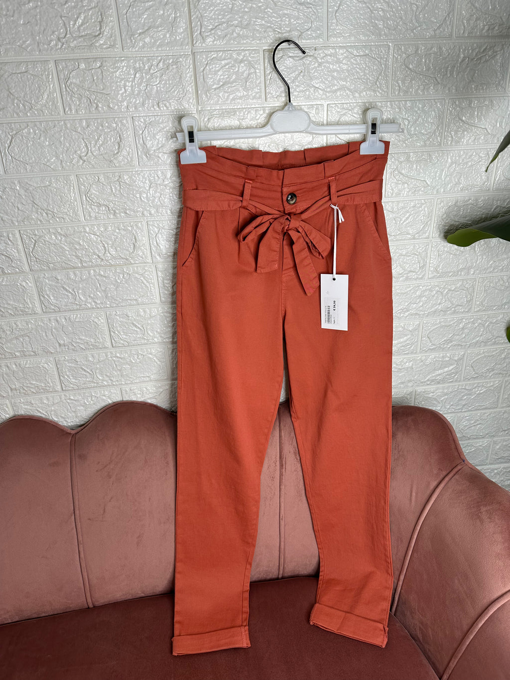 Pantalone cotone vita alta