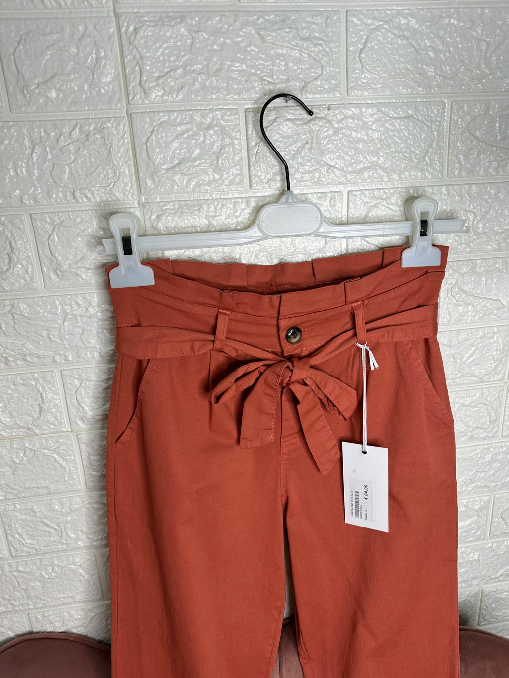 Pantalone cotone vita alta