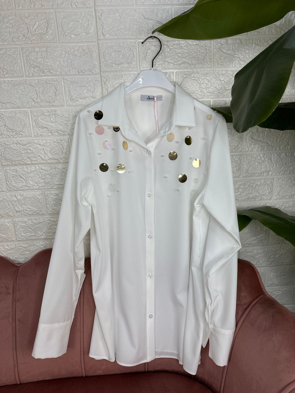 Camicia paillettes e perle