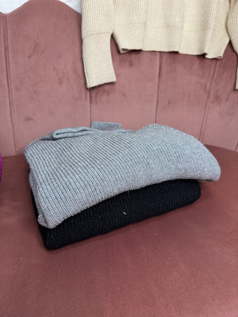 Maglia collo alto lurex